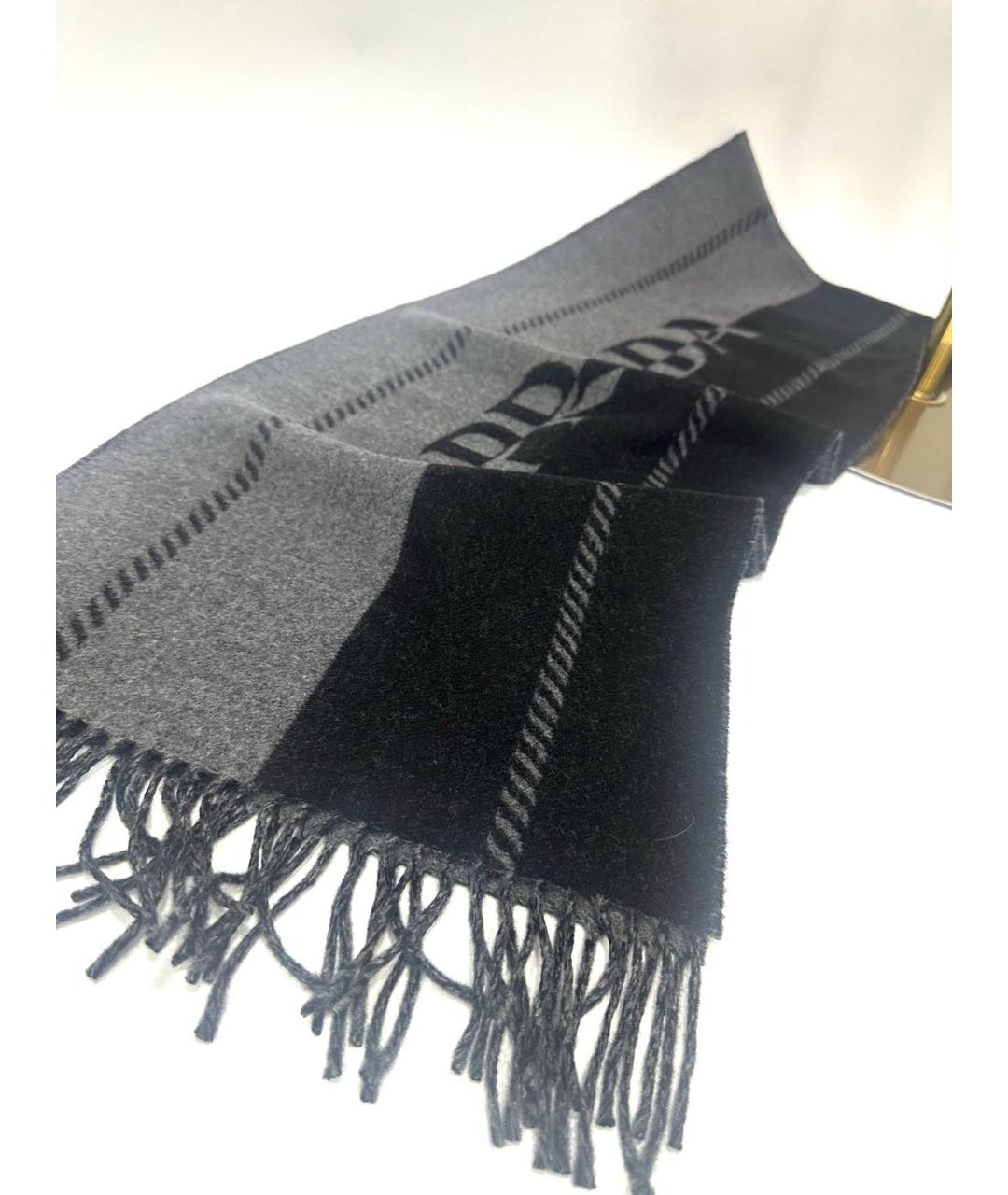 PRADA Черный шерстяной шарф, фото 3