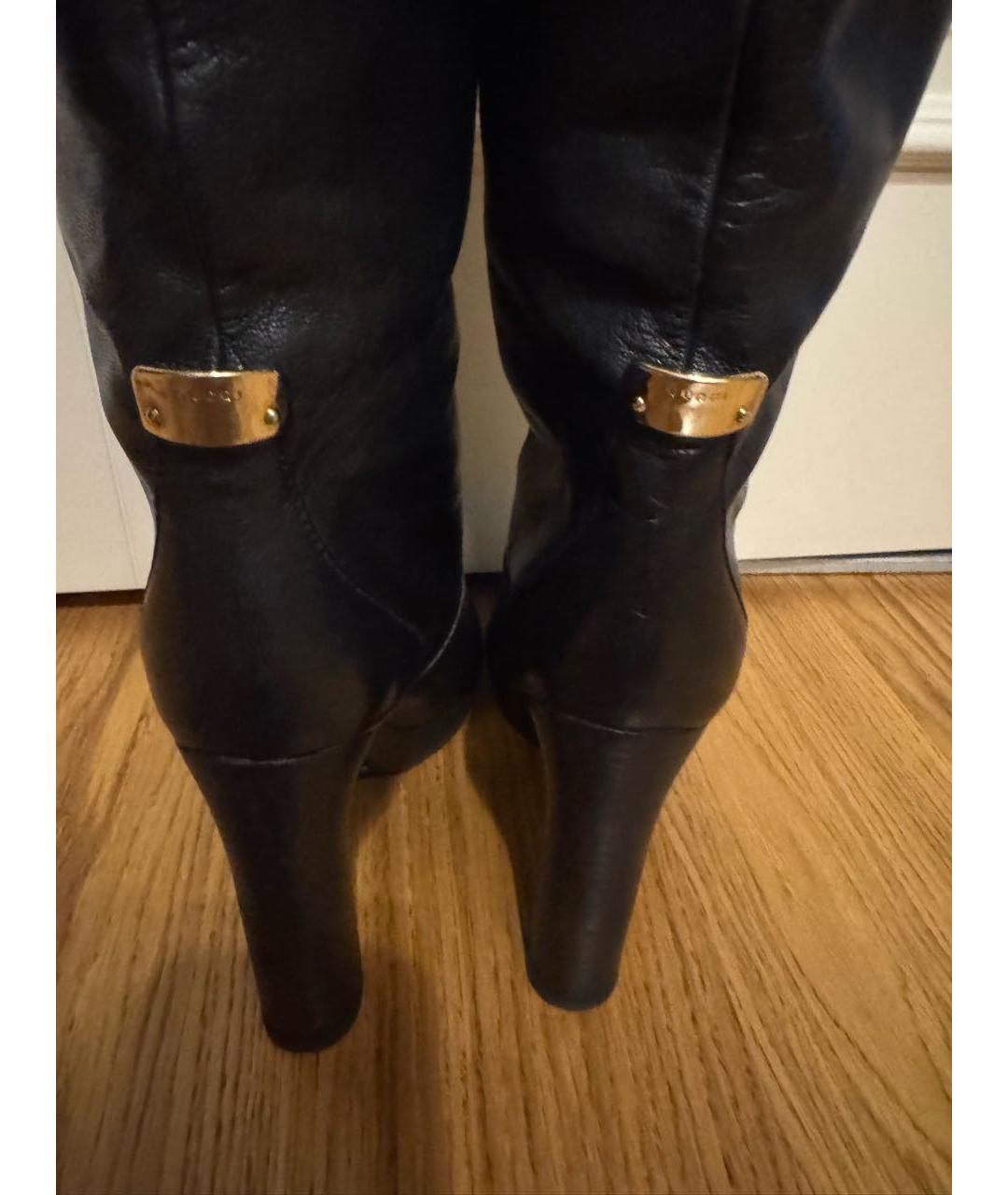 GUCCI Черные кожаные сапоги, фото 7