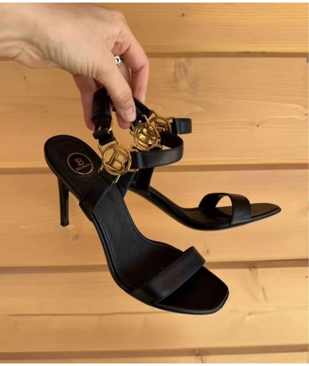 BALMAIN Черные кожаные босоножки, фото 2