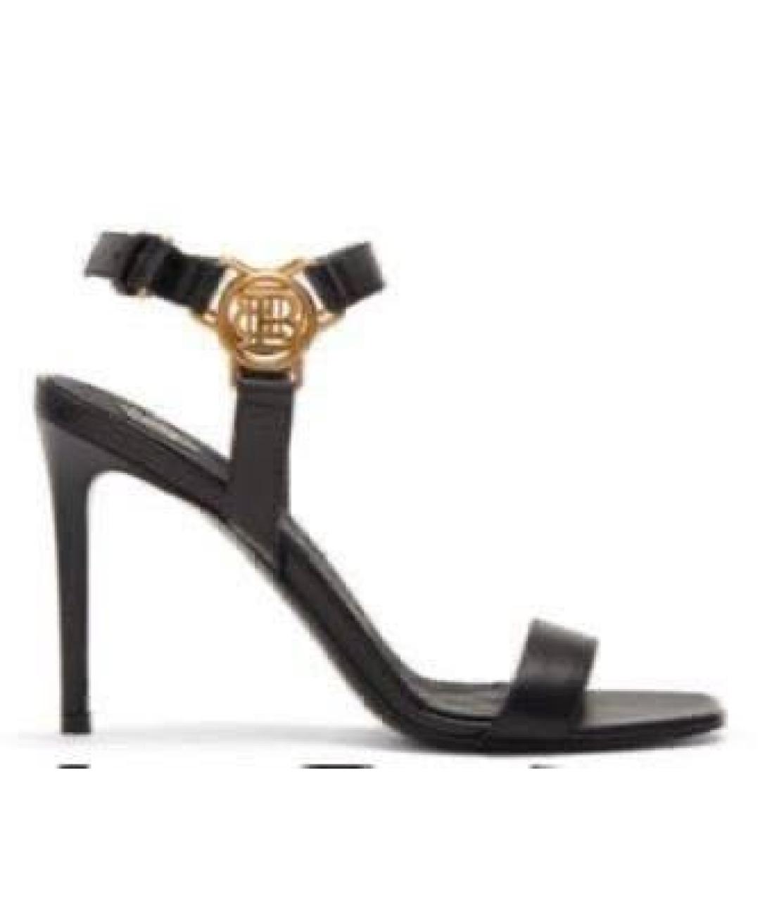 BALMAIN Черные кожаные босоножки, фото 4