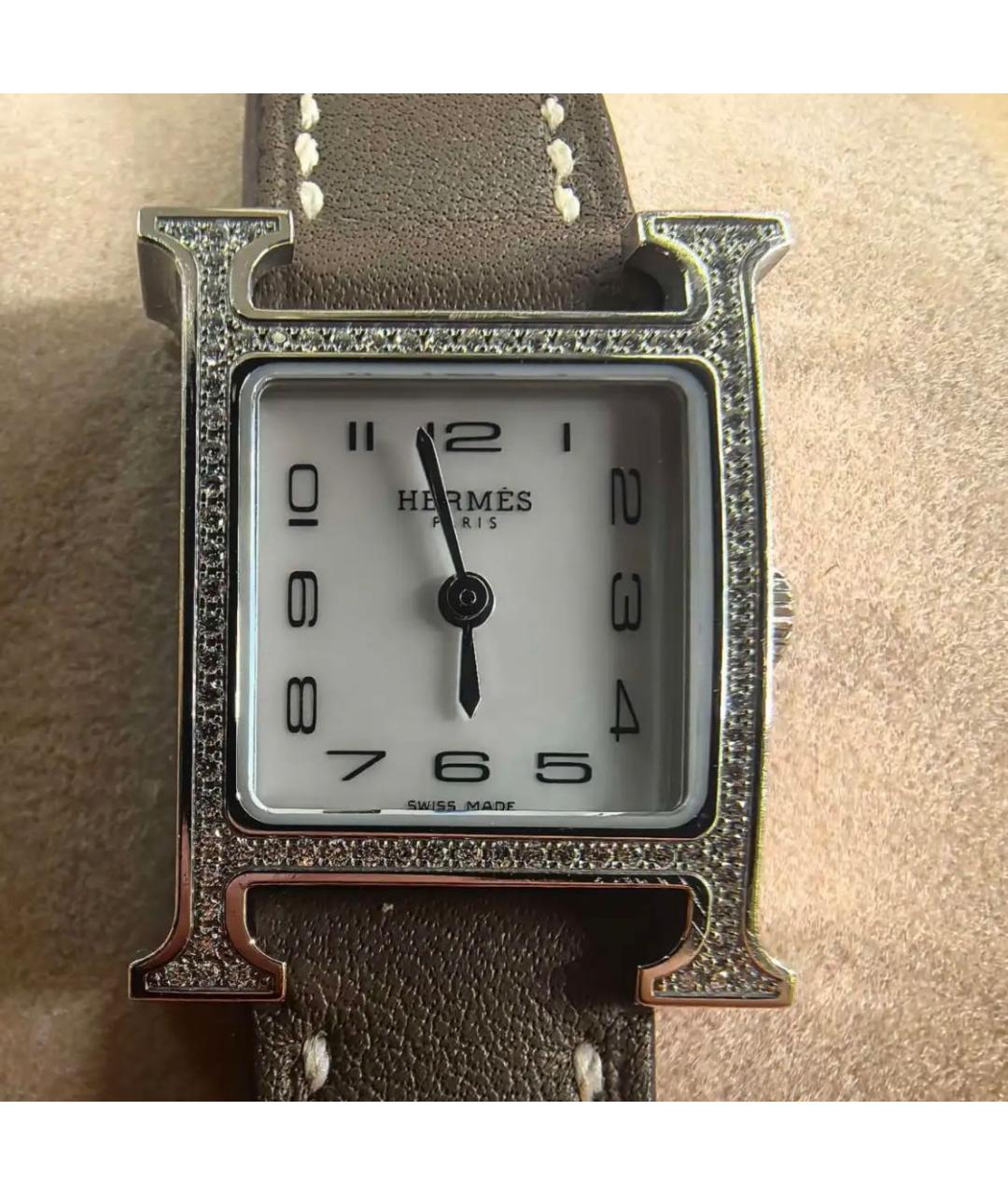 HERMES Коричневые часы из белого золота, фото 5