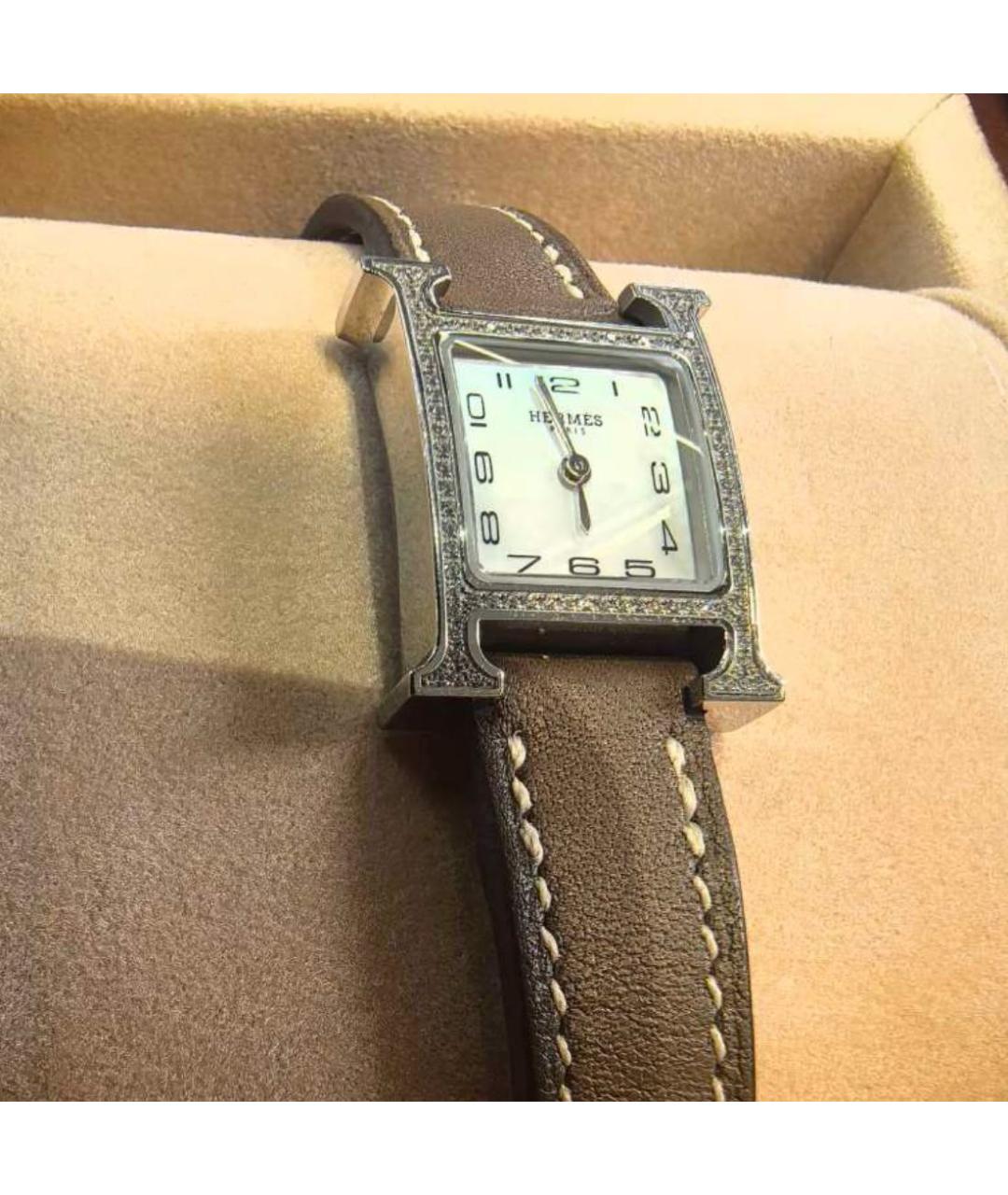 HERMES Коричневые часы из белого золота, фото 6