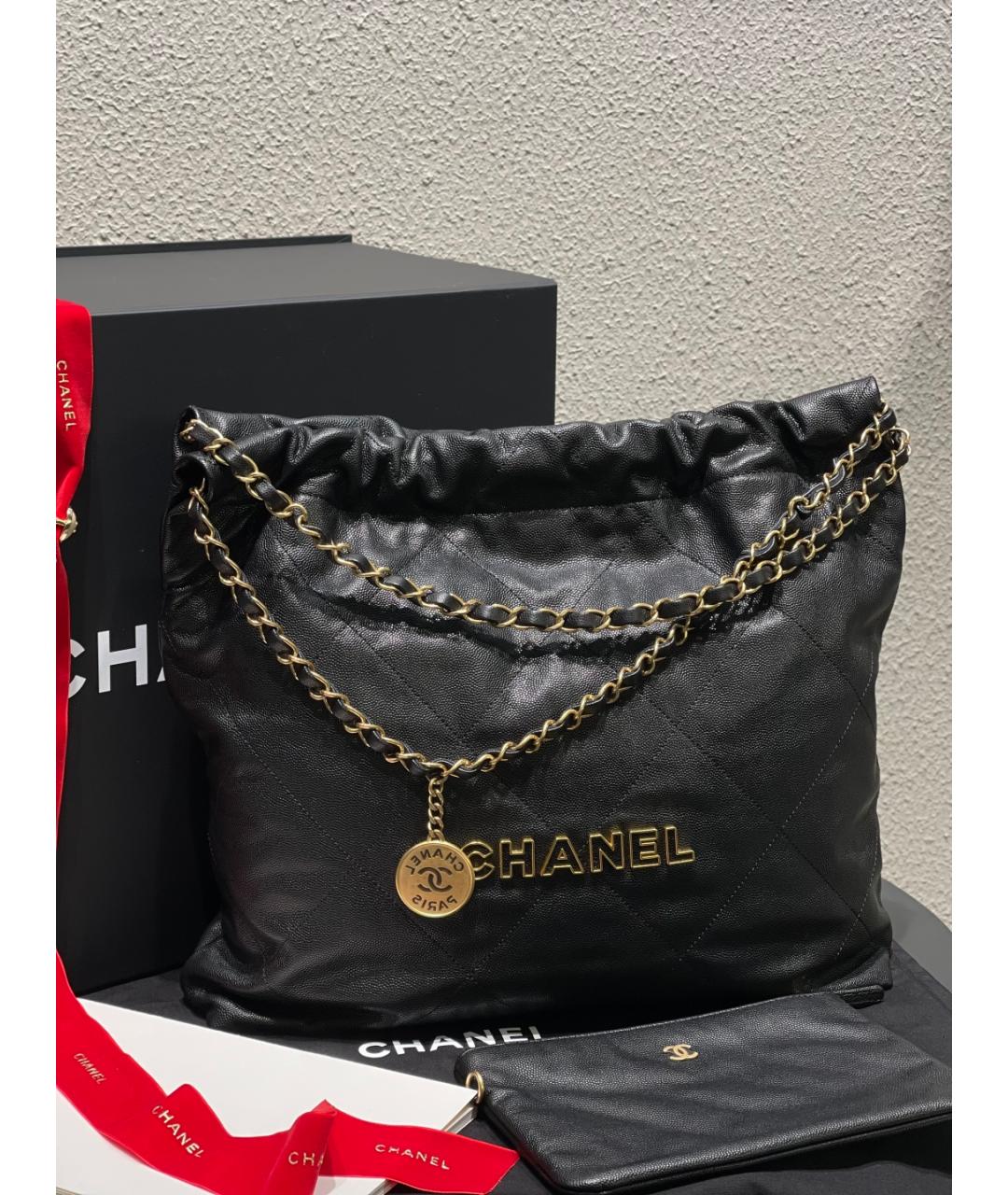 CHANEL Черная кожаная сумка через плечо, фото 10