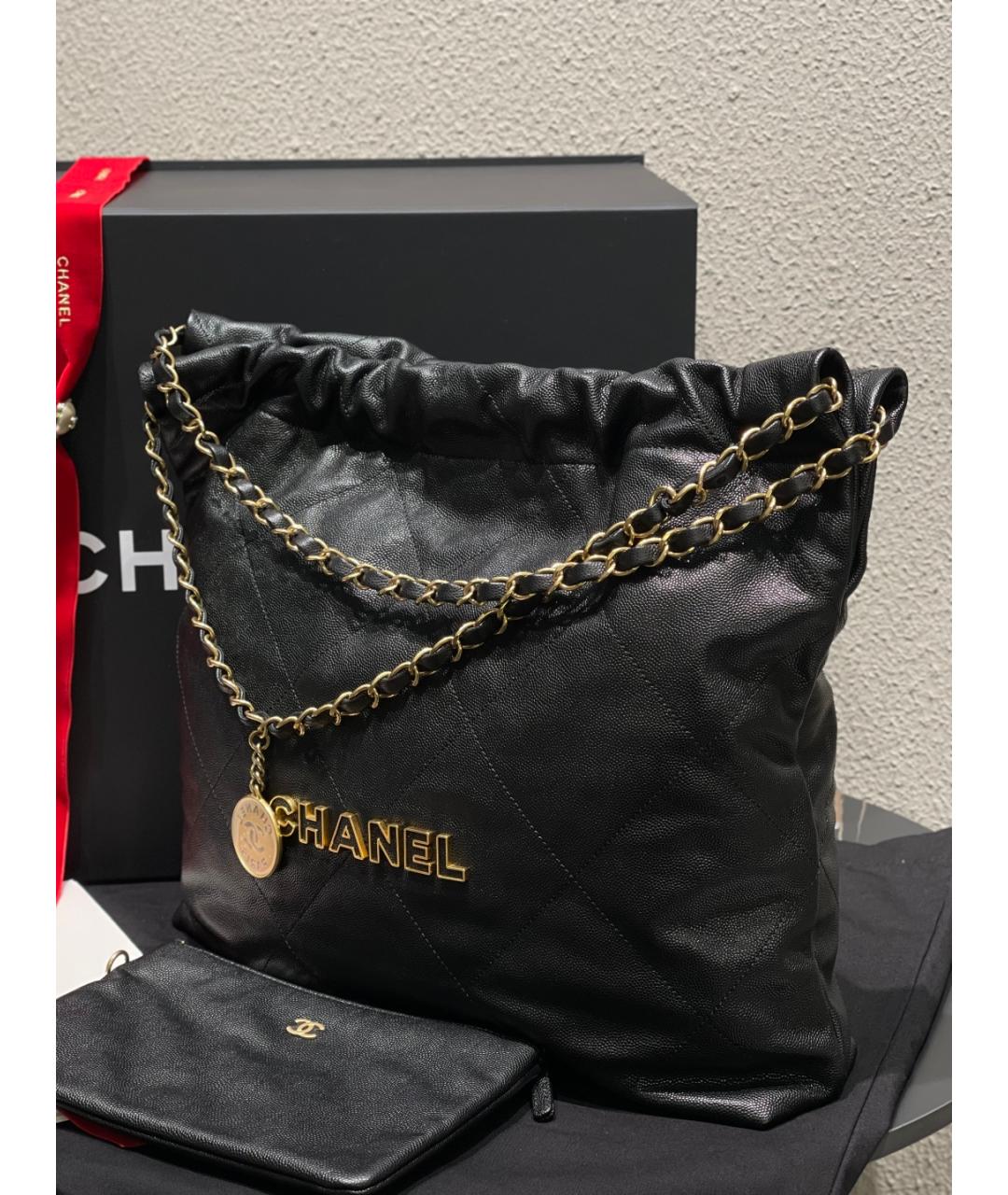 CHANEL Черная кожаная сумка через плечо, фото 3