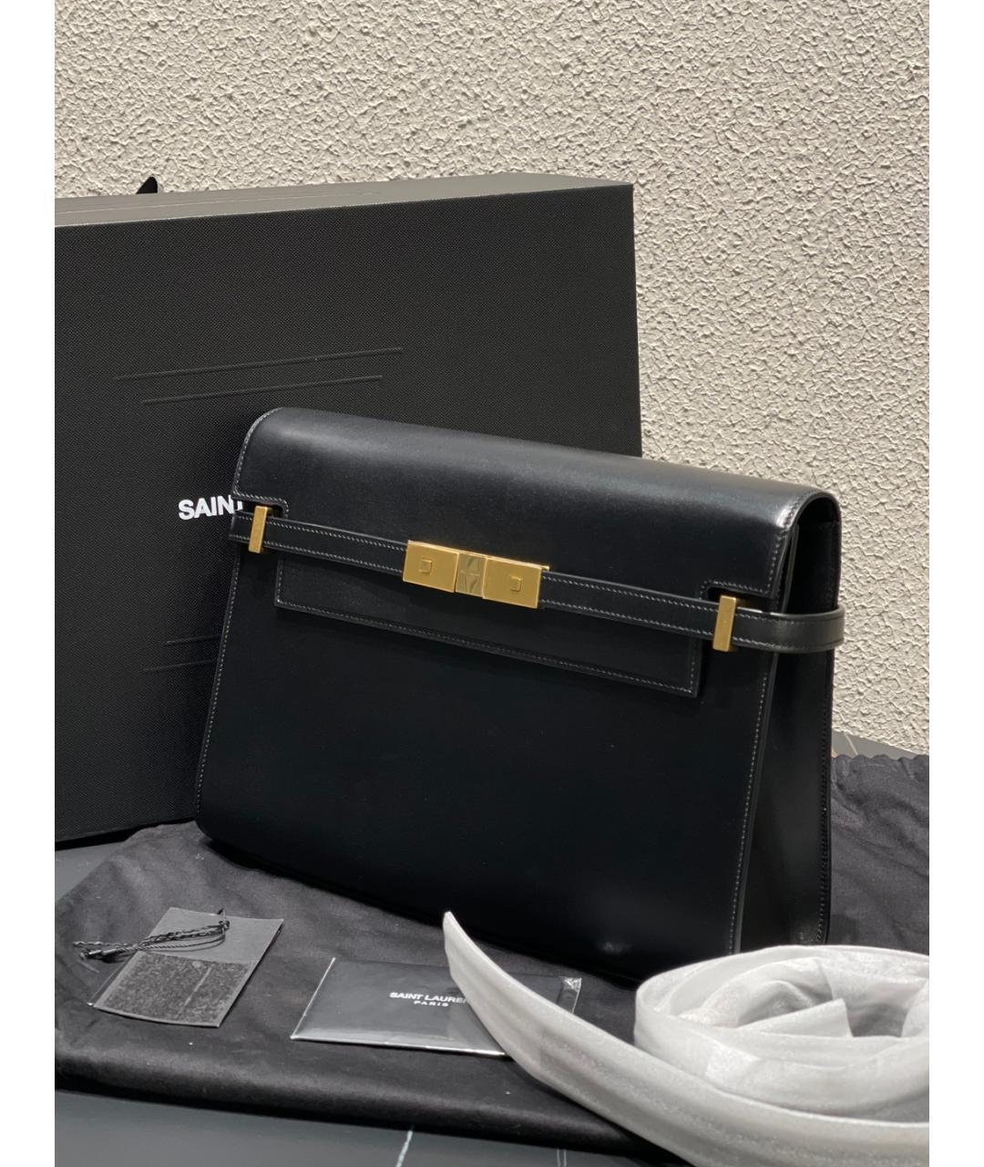 SAINT LAURENT Черная кожаная сумка через плечо, фото 4