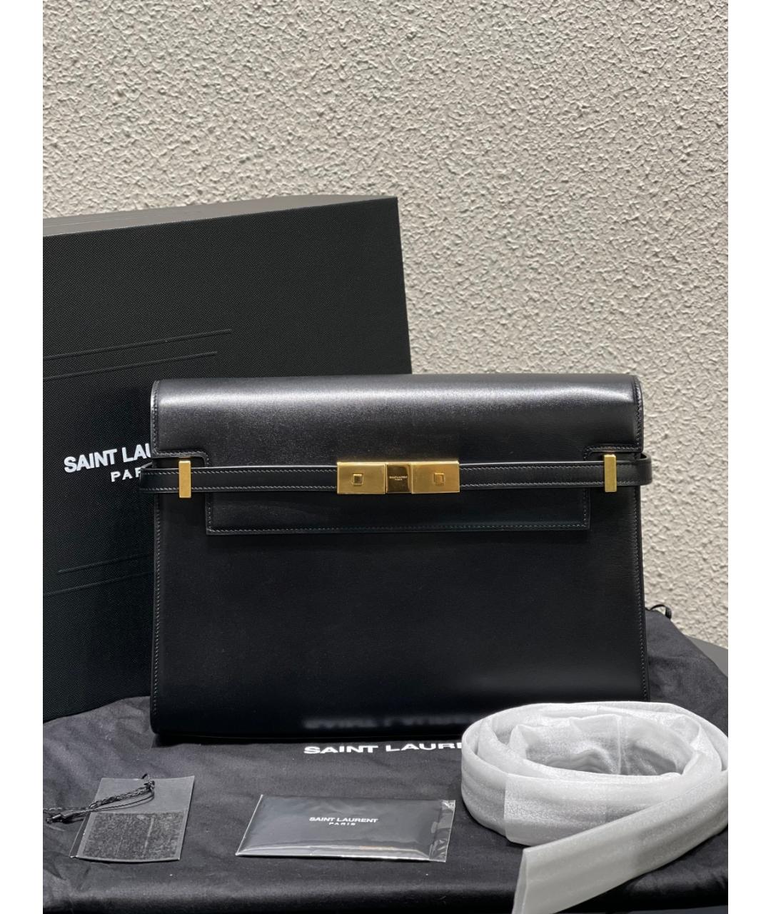 SAINT LAURENT Черная кожаная сумка через плечо, фото 10