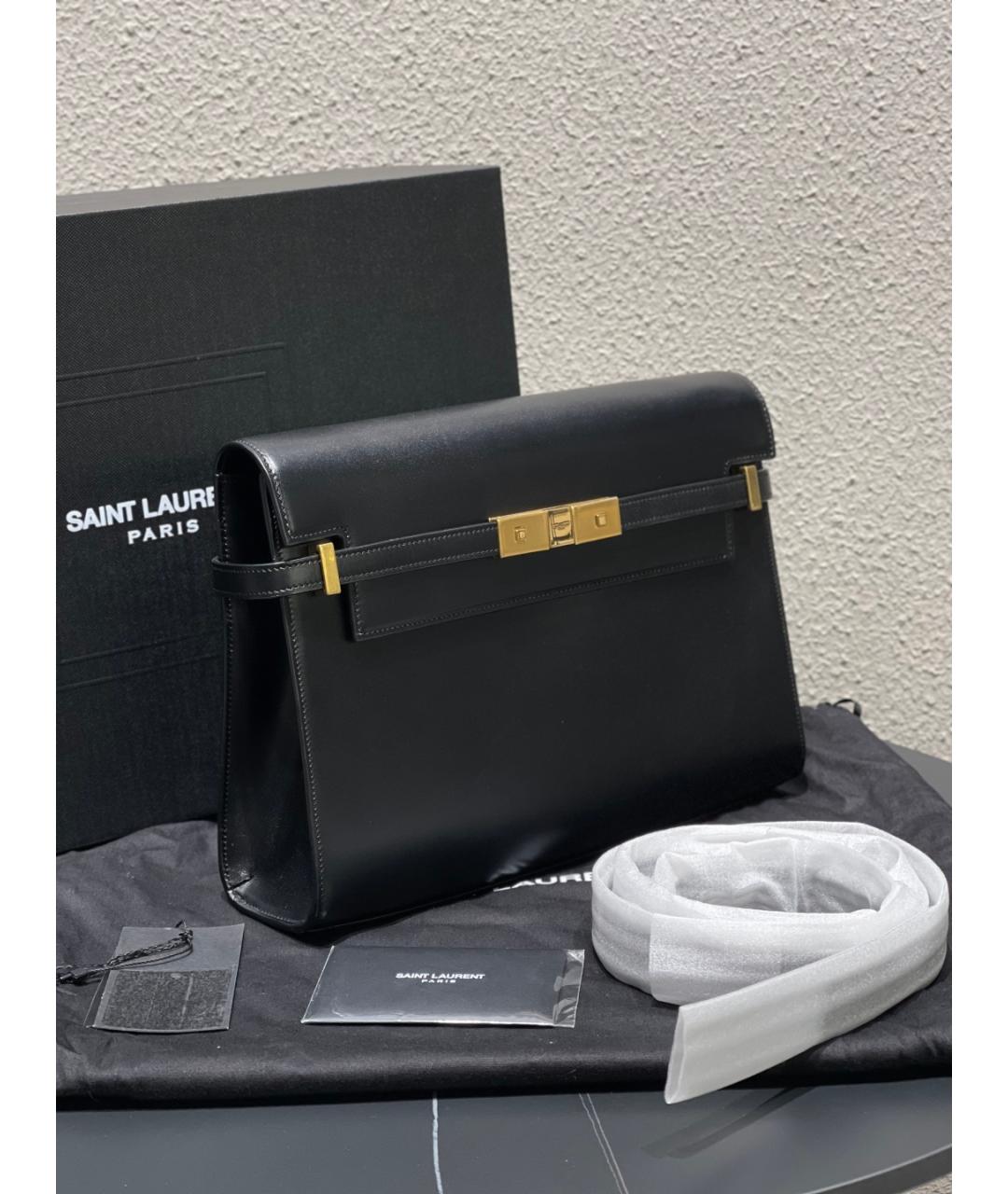 SAINT LAURENT Черная кожаная сумка через плечо, фото 2