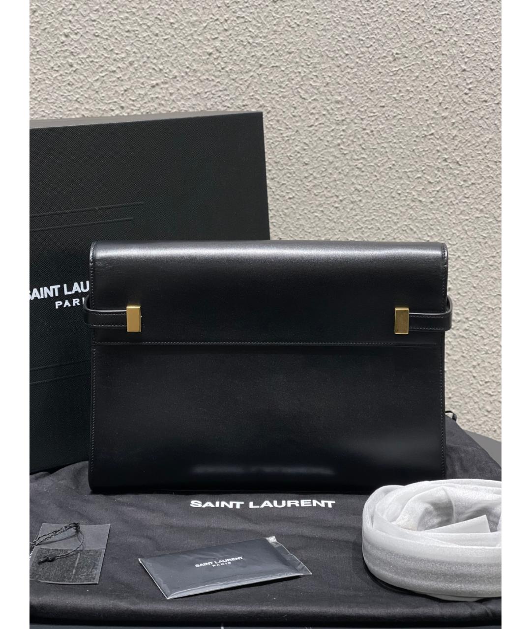 SAINT LAURENT Черная кожаная сумка через плечо, фото 5