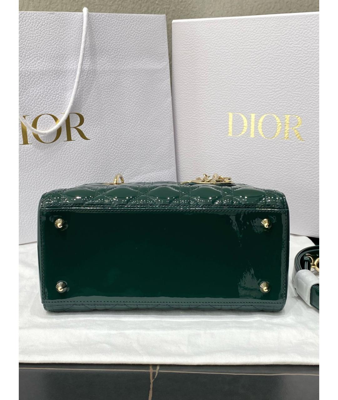 CHRISTIAN DIOR Зеленая сумка тоут из лакированной кожи, фото 8