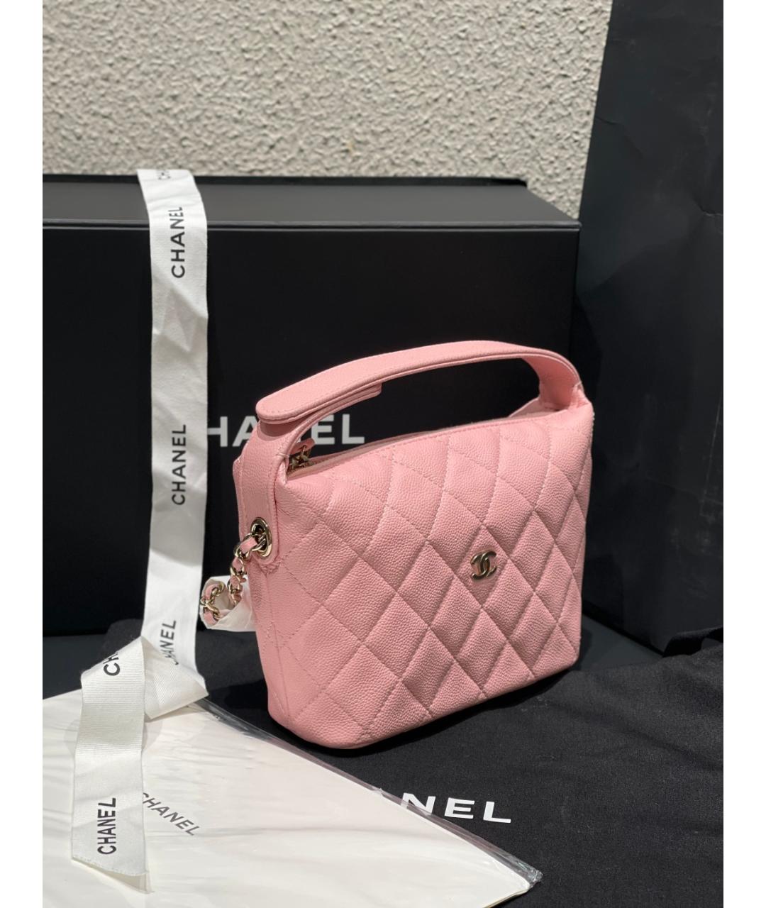 CHANEL Розовая кожаная сумка тоут, фото 4