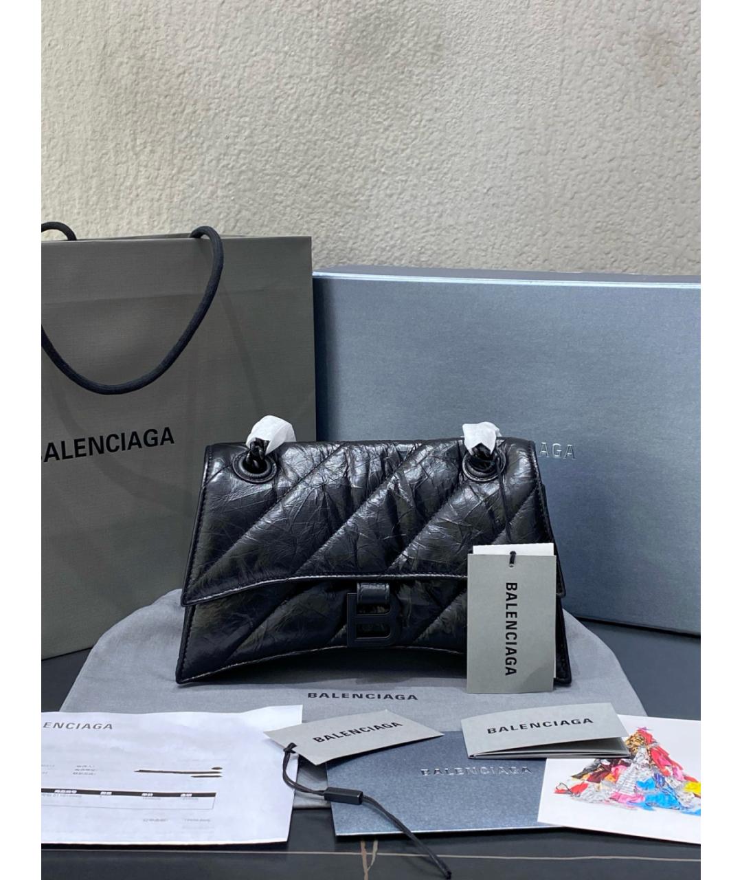 BALENCIAGA Черная кожаная сумка через плечо, фото 2