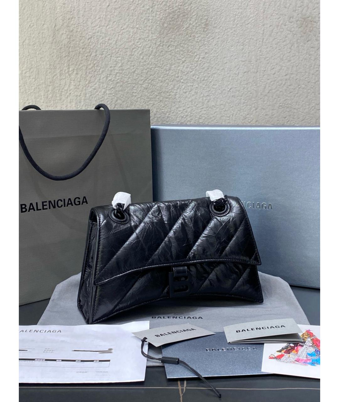 BALENCIAGA Черная кожаная сумка через плечо, фото 4