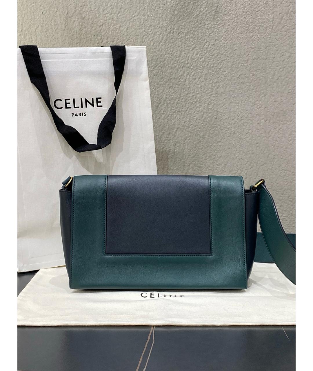 CELINE Зеленая кожаная сумка через плечо, фото 3