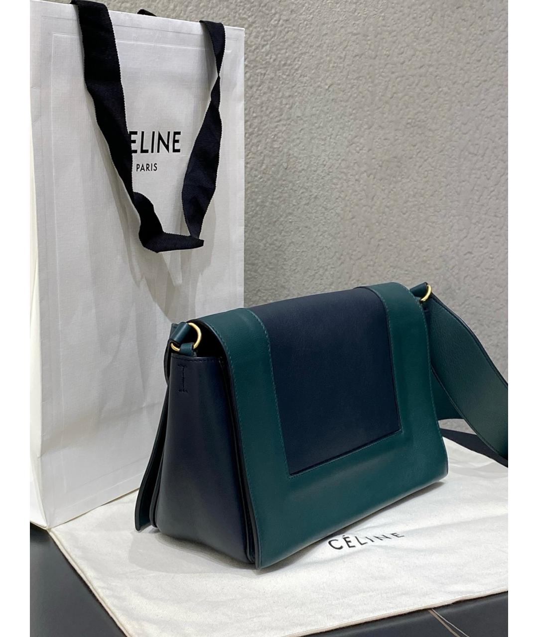 CELINE Зеленая кожаная сумка через плечо, фото 5