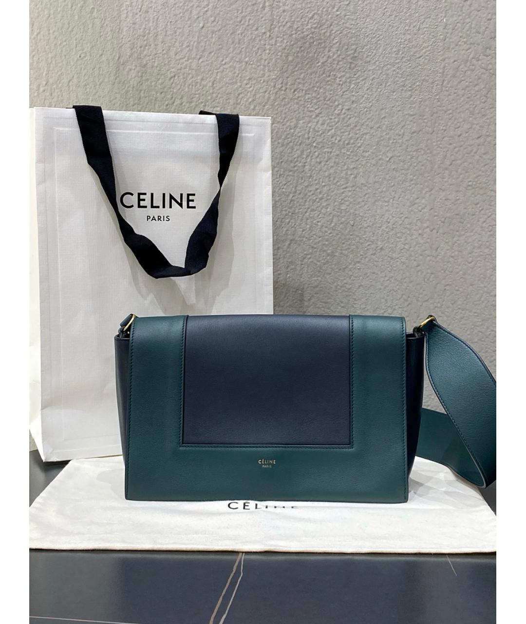 CELINE Зеленая кожаная сумка через плечо, фото 10