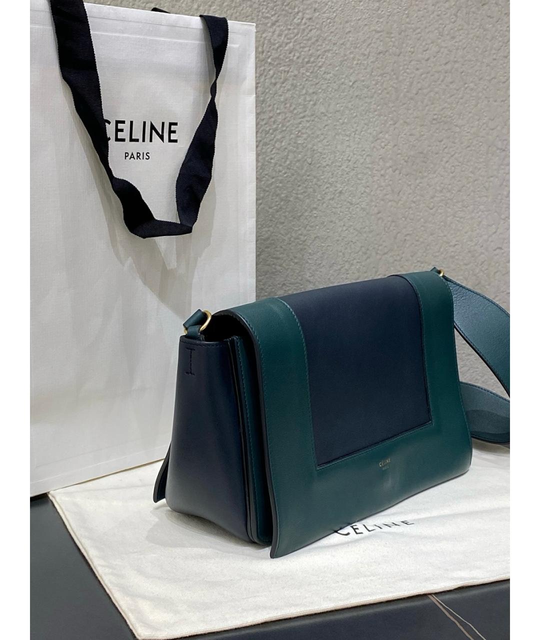 CELINE Зеленая кожаная сумка через плечо, фото 4