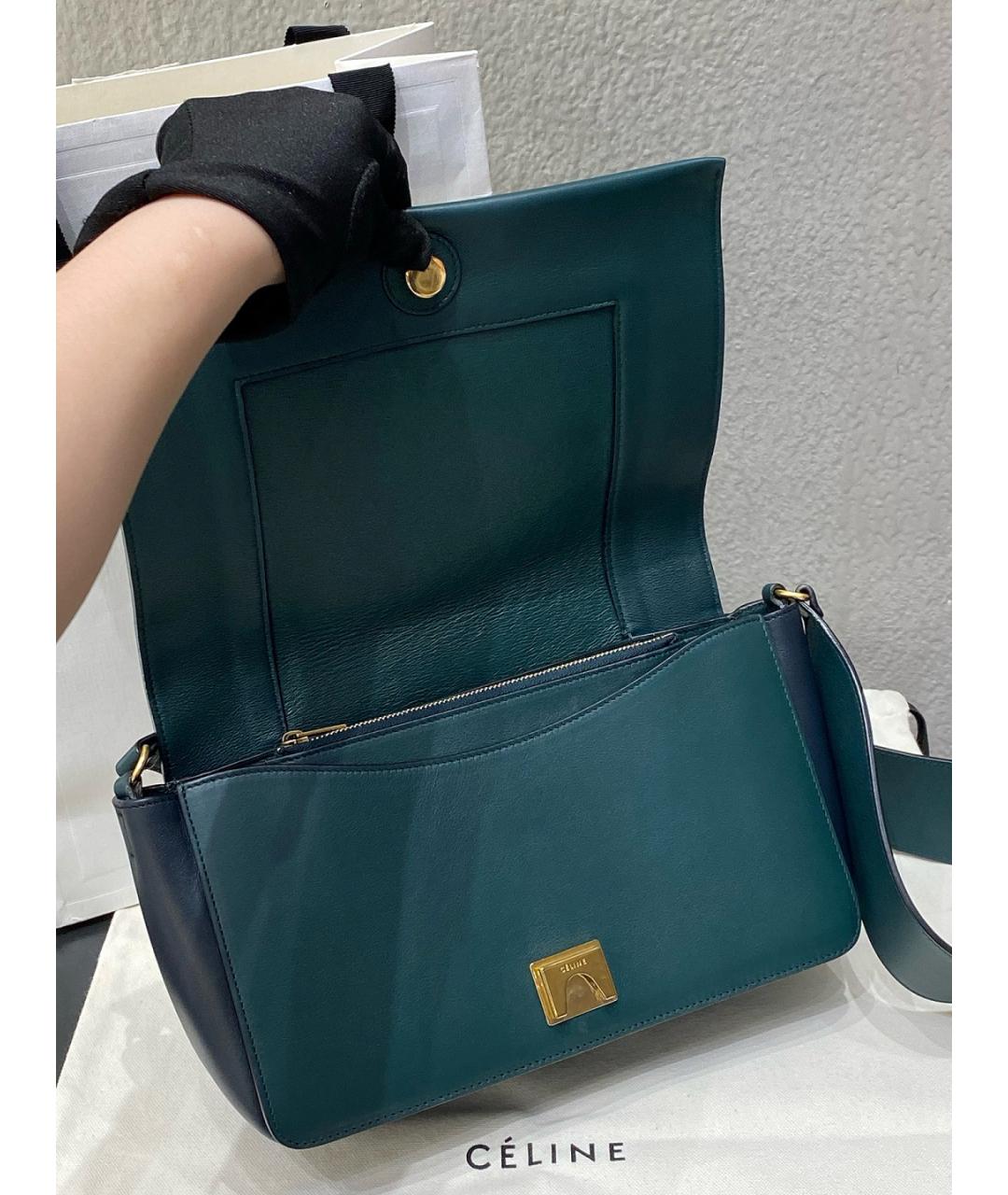 CELINE Зеленая кожаная сумка через плечо, фото 7