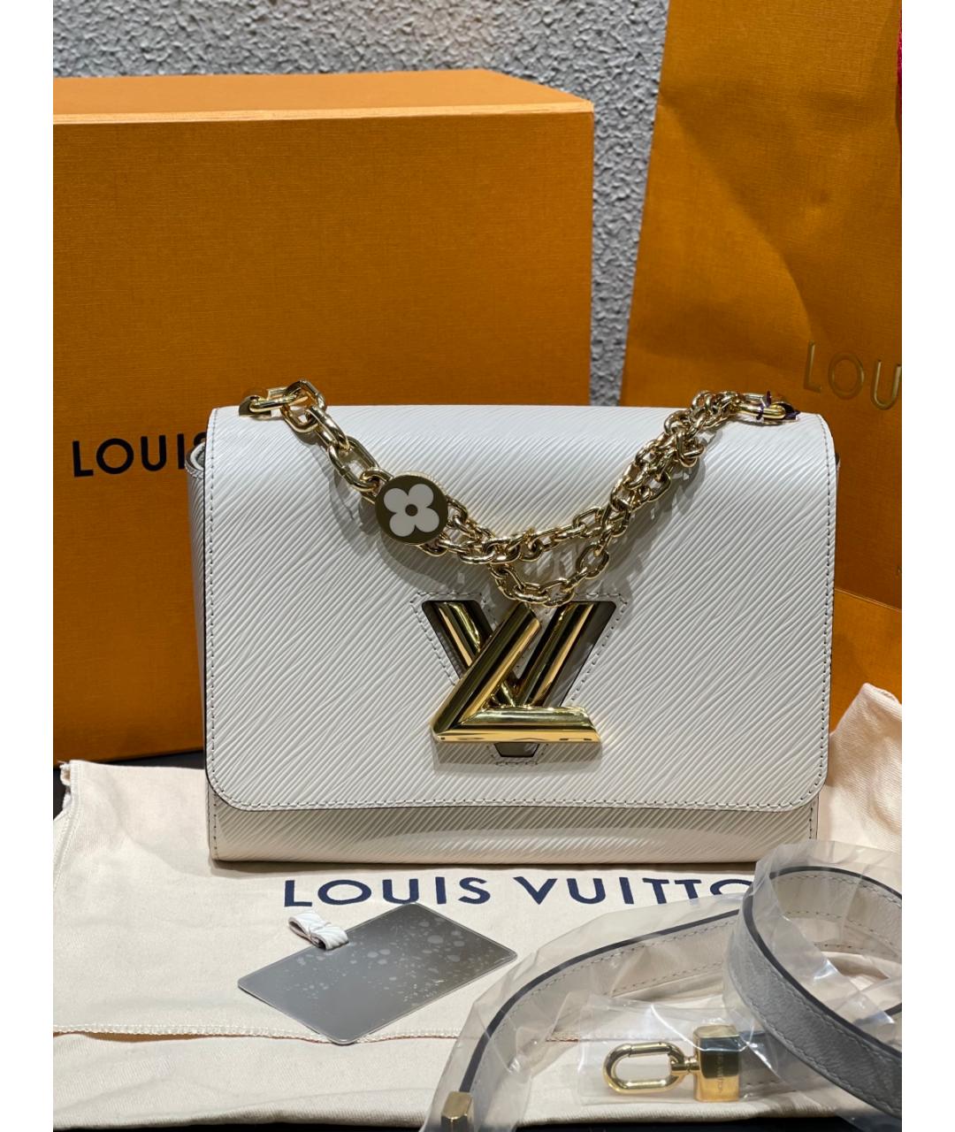 LOUIS VUITTON Белая кожаная сумка через плечо, фото 11