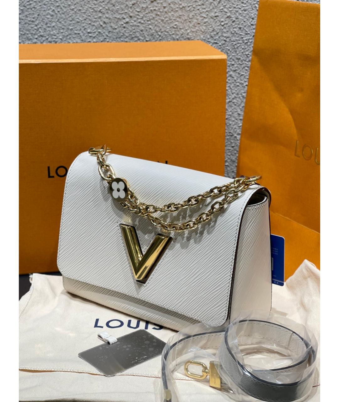 LOUIS VUITTON Белая кожаная сумка через плечо, фото 4