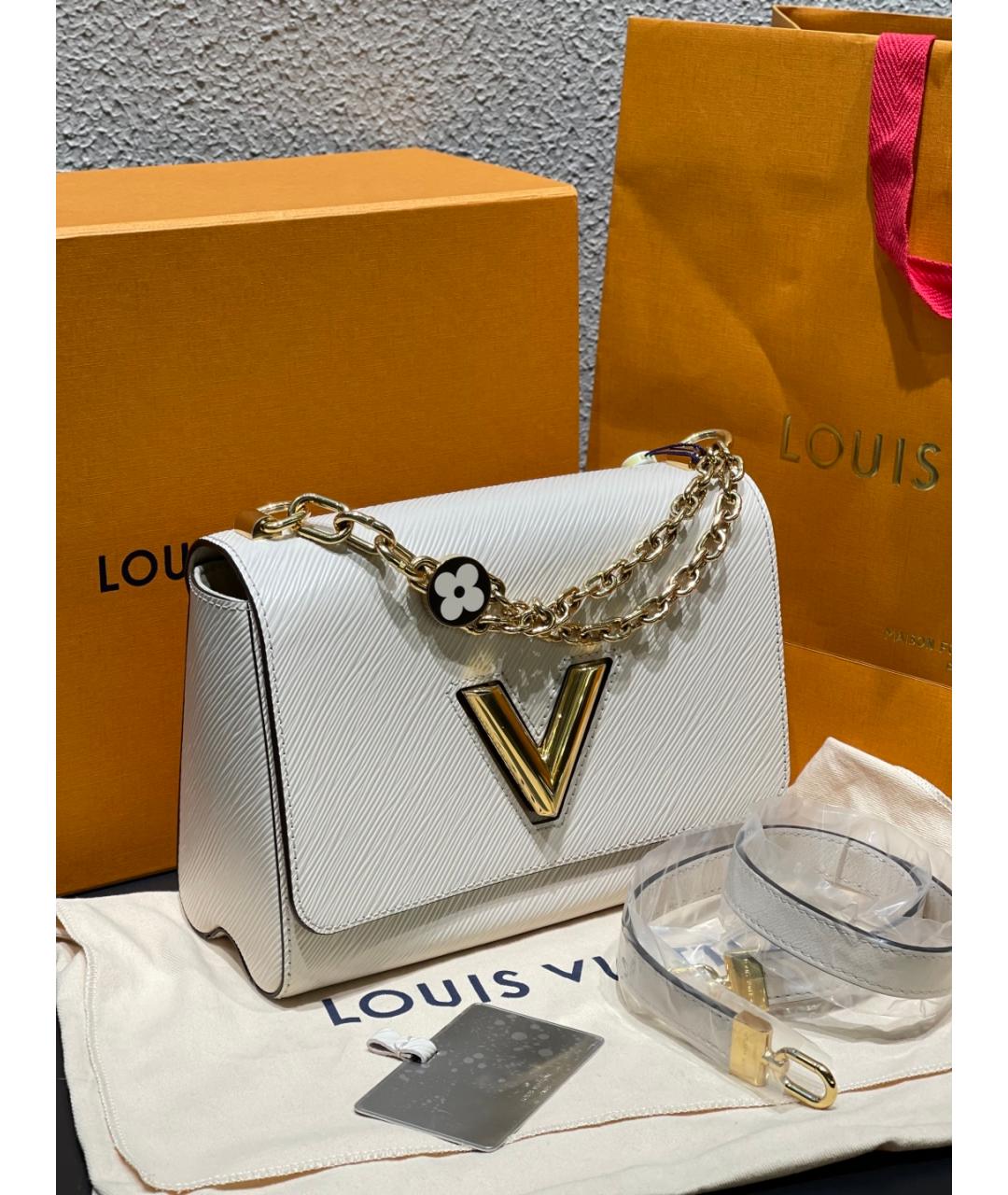 LOUIS VUITTON Белая кожаная сумка через плечо, фото 3
