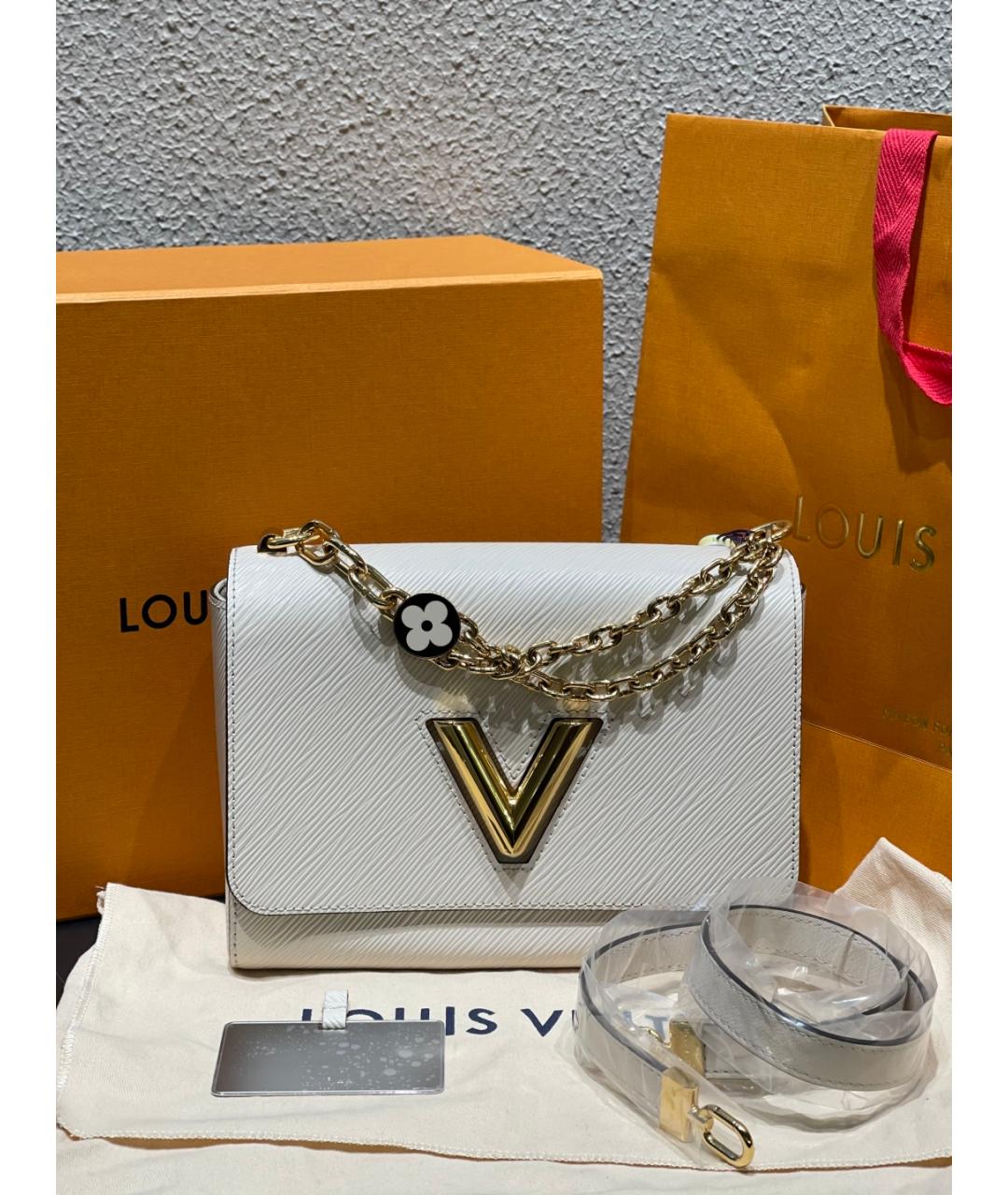 LOUIS VUITTON Белая кожаная сумка через плечо, фото 10