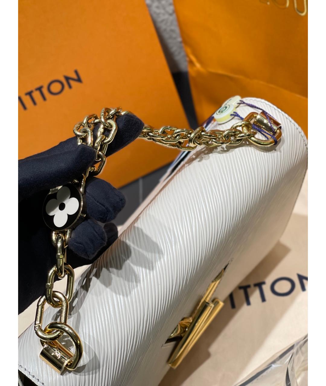 LOUIS VUITTON Белая кожаная сумка через плечо, фото 9