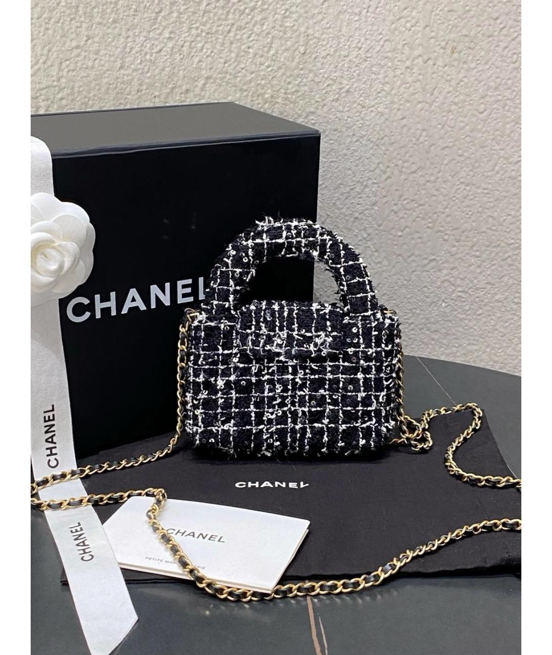 CHANEL Черная твидовая сумка через плечо, фото 2