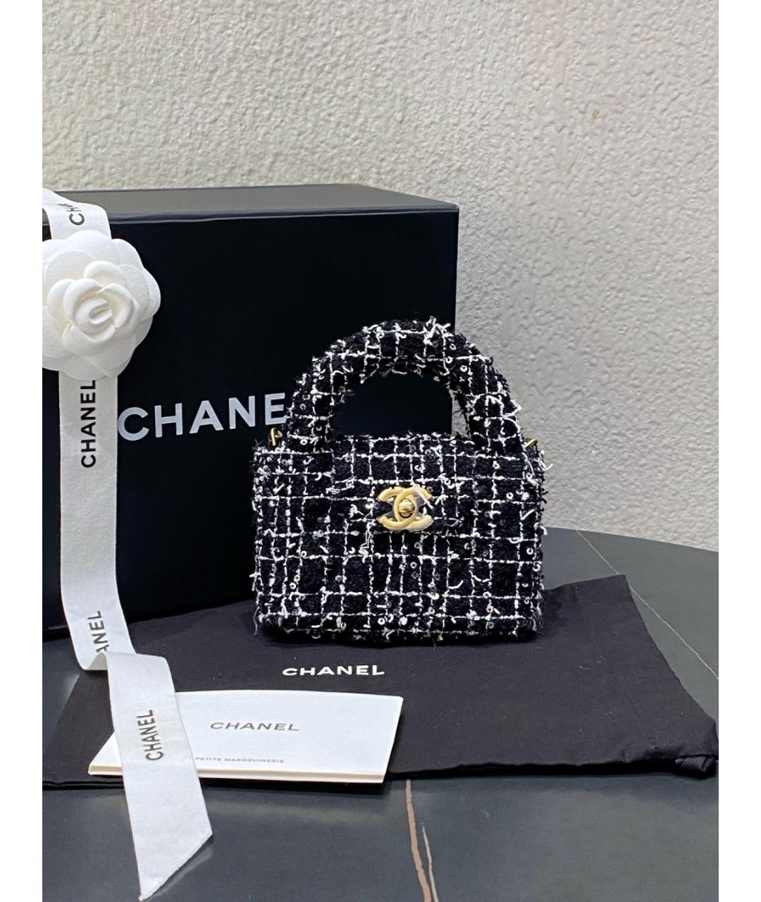 CHANEL Черная твидовая сумка через плечо, фото 3