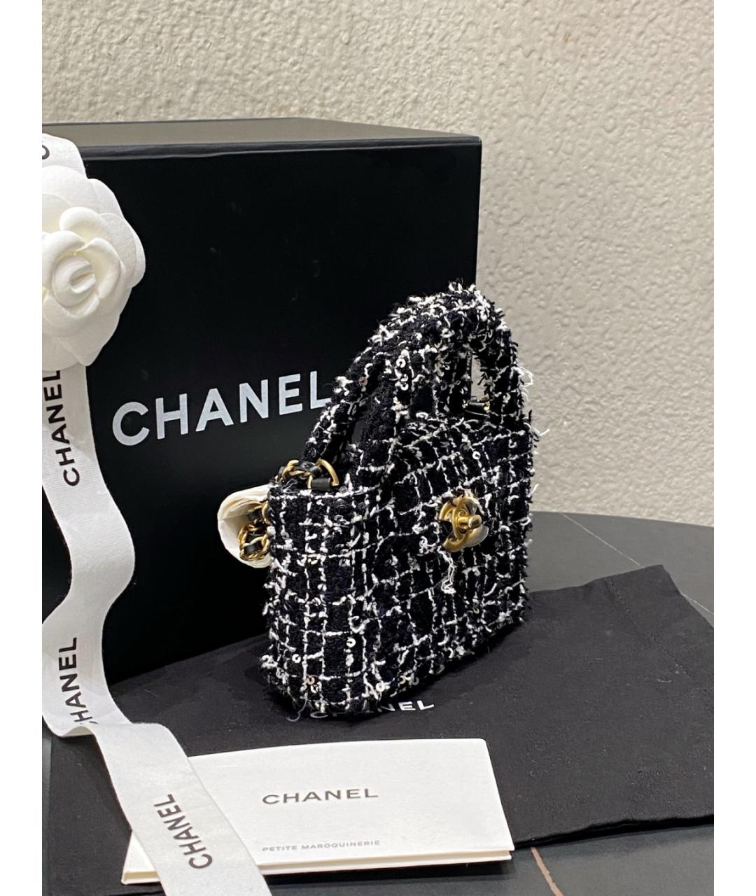 CHANEL Черная твидовая сумка через плечо, фото 6