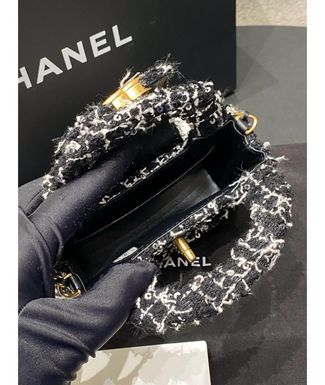 CHANEL Черная твидовая сумка через плечо, фото 9