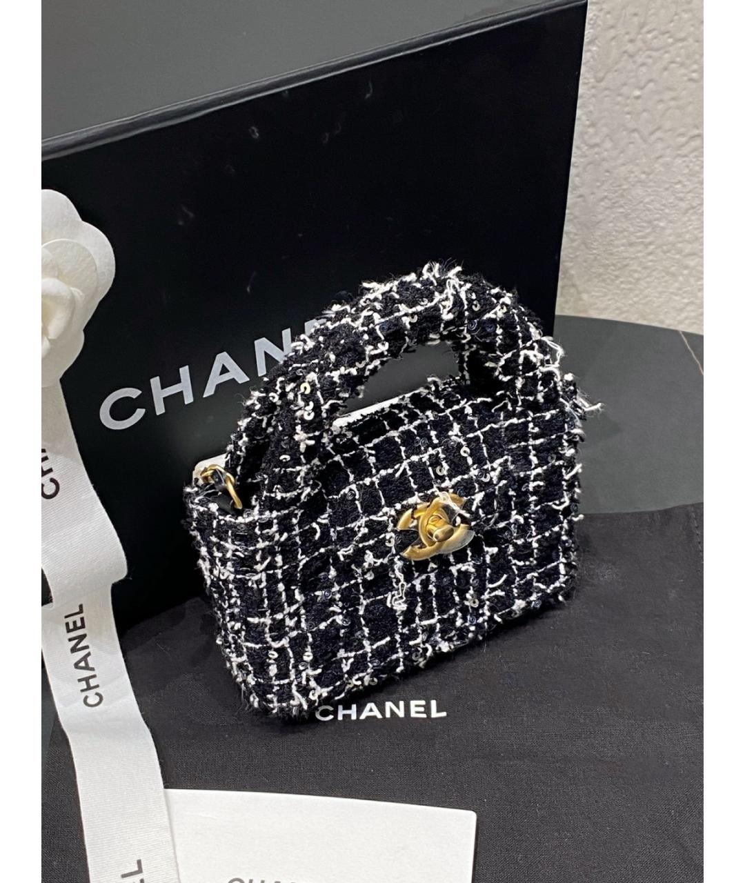CHANEL Черная твидовая сумка через плечо, фото 5