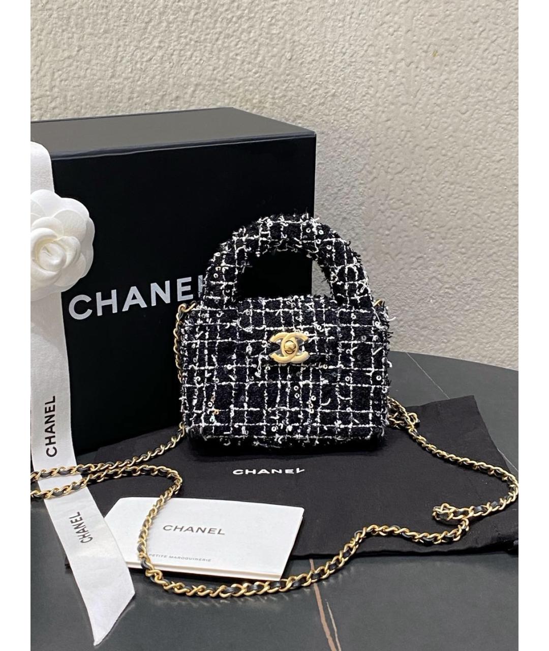 CHANEL Черная твидовая сумка через плечо, фото 10