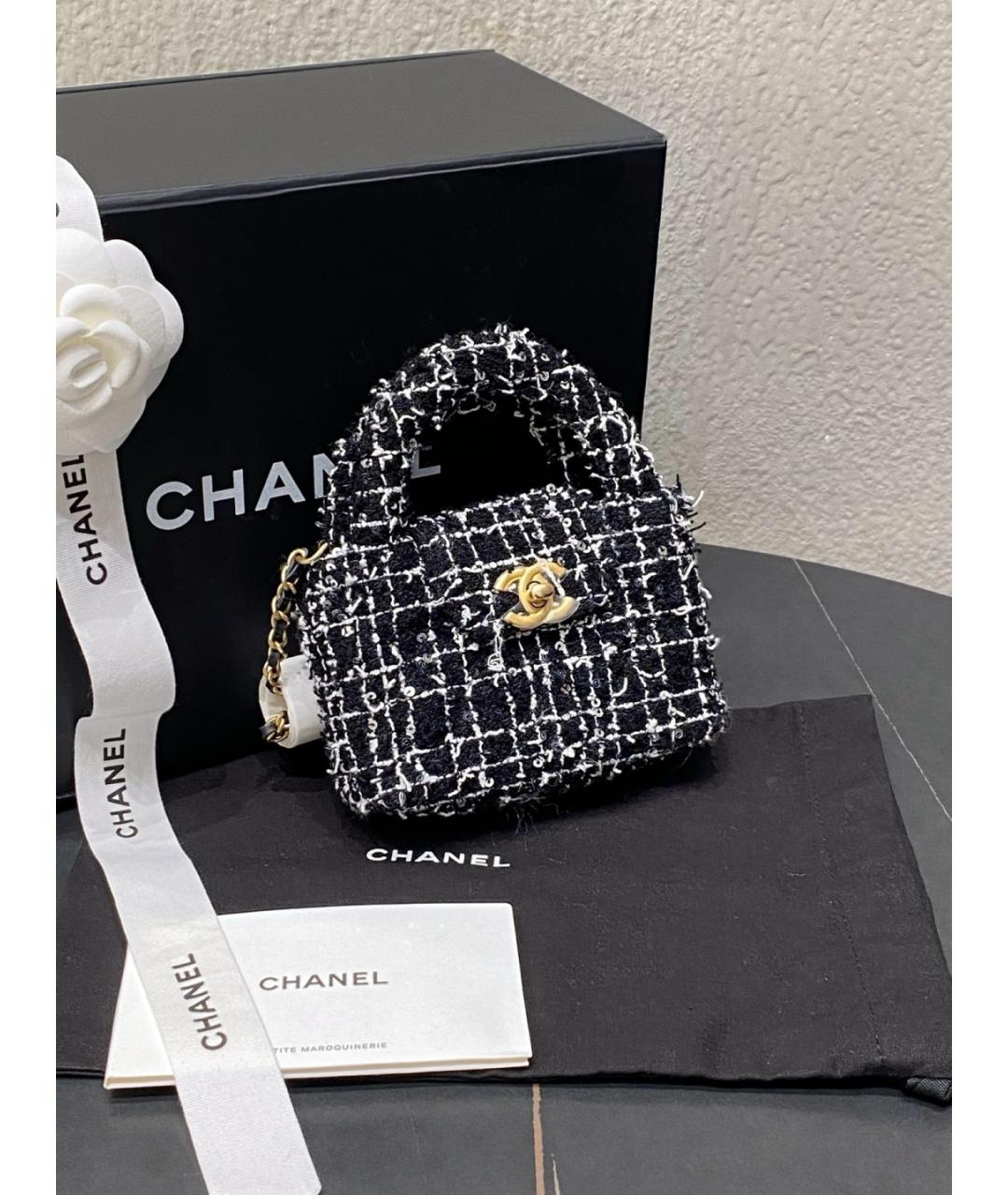 CHANEL Черная твидовая сумка через плечо, фото 4