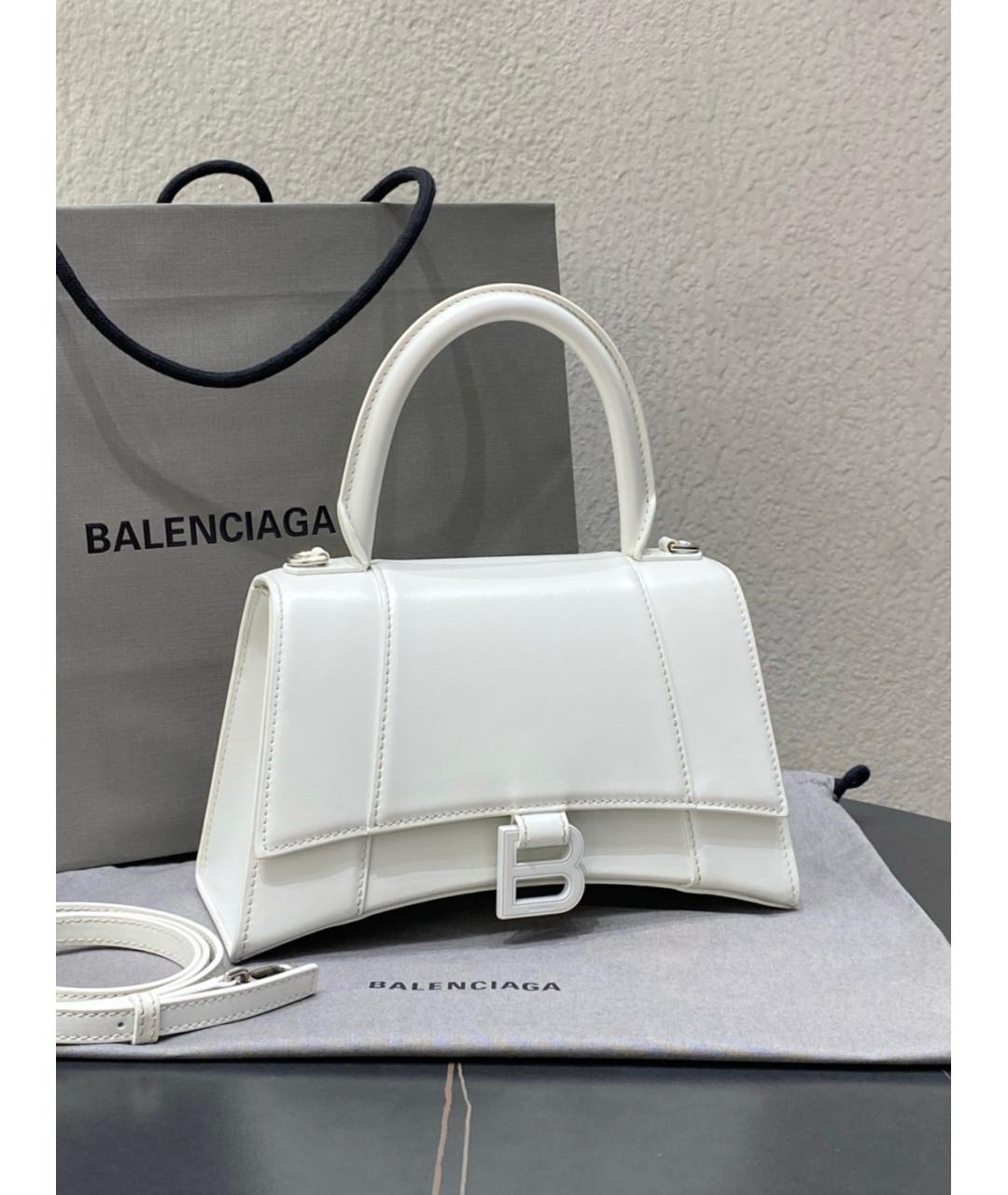 BALENCIAGA Белая кожаная сумка тоут, фото 2