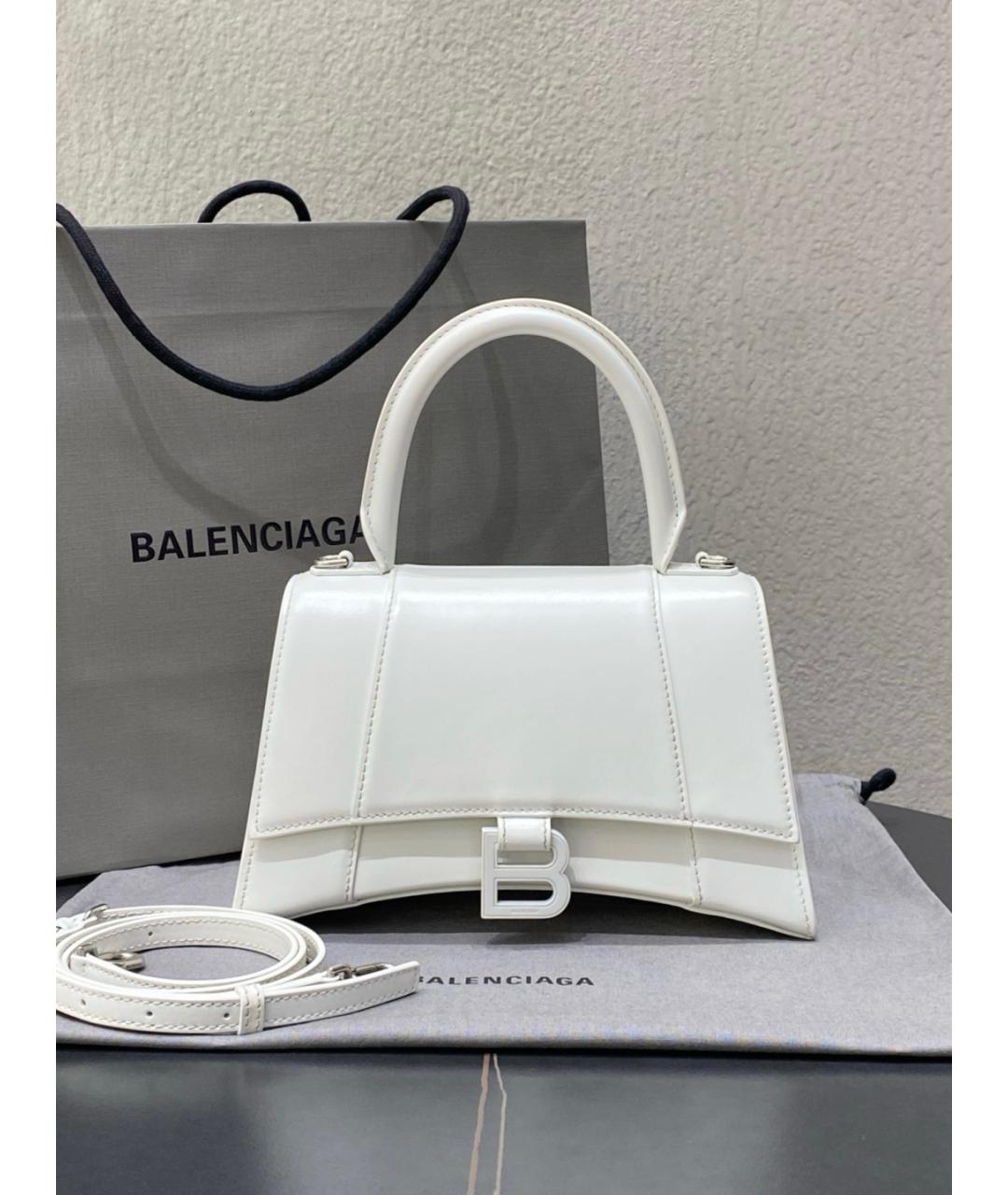 BALENCIAGA Белая кожаная сумка тоут, фото 10