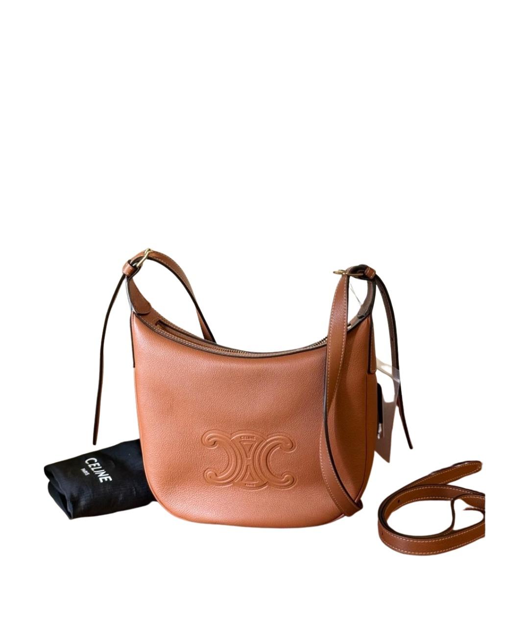 CELINE Коричневая кожаная сумка через плечо, фото 9