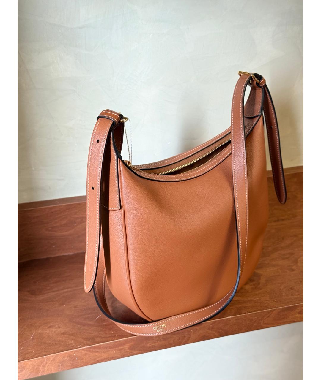 CELINE Коричневая кожаная сумка через плечо, фото 6