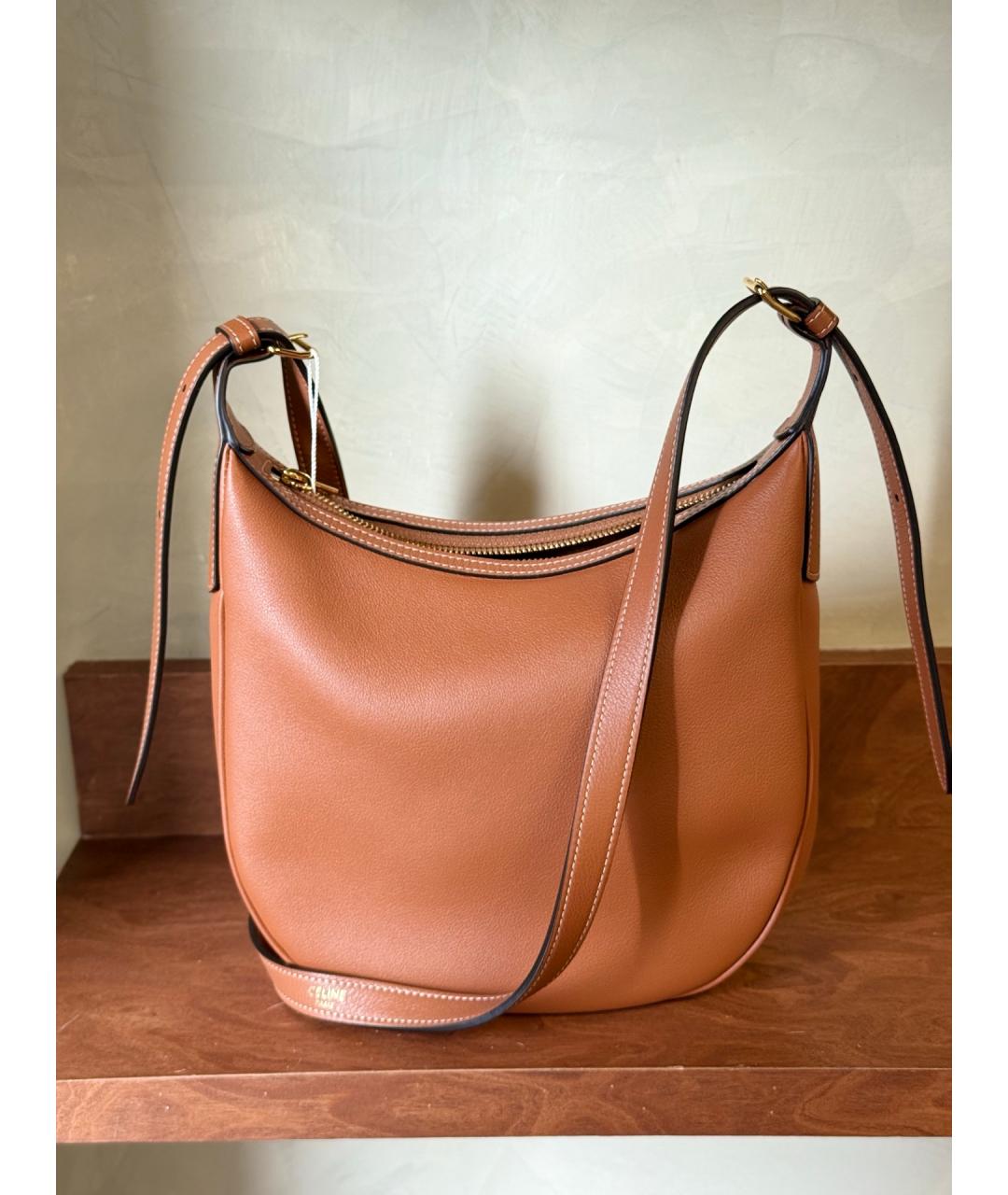 CELINE Коричневая кожаная сумка через плечо, фото 5