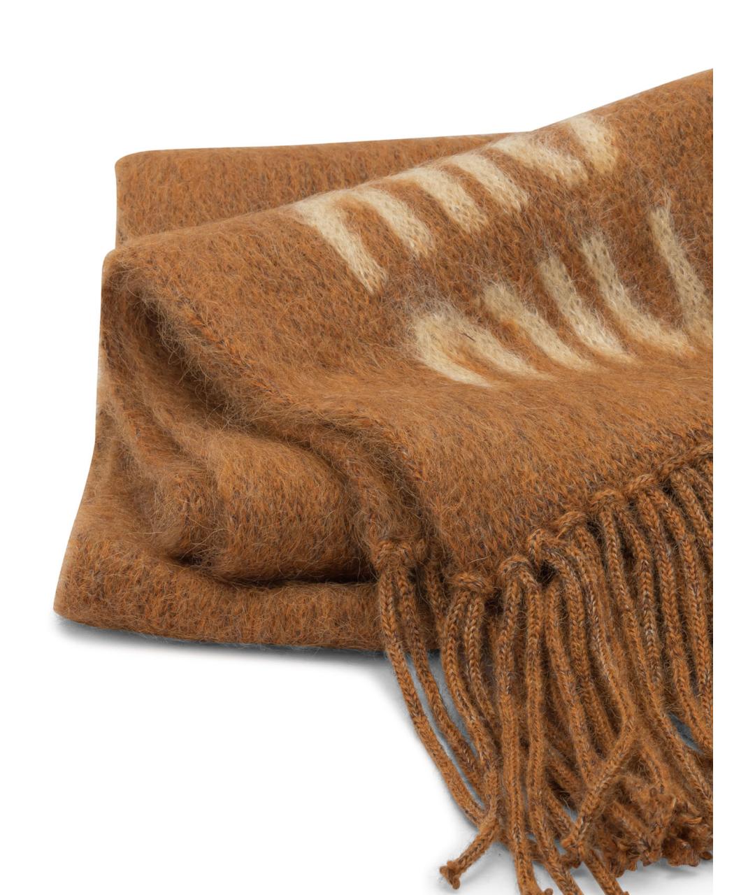 MIU MIU Коричневый шерстяной шарф, фото 2