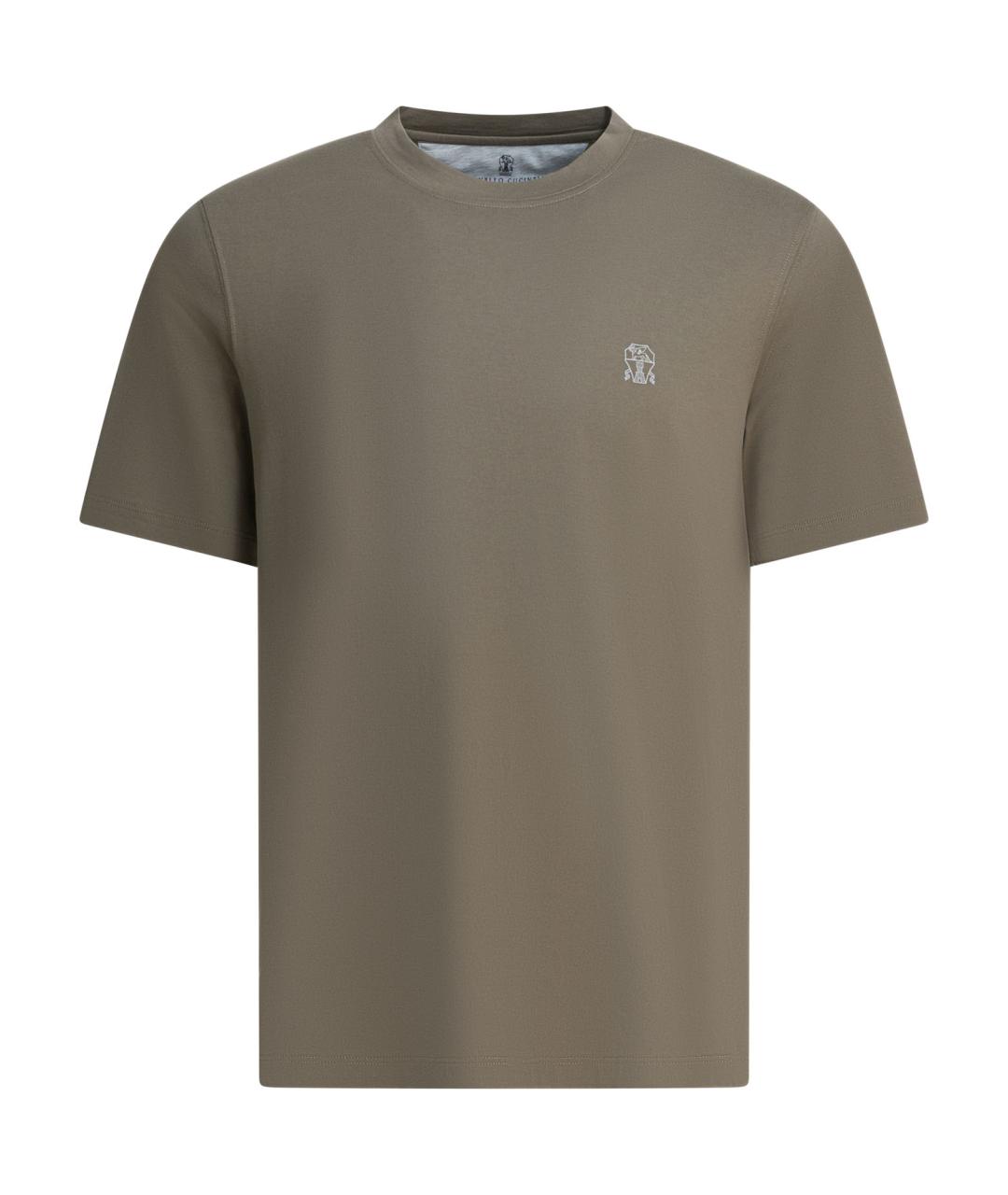 BRUNELLO CUCINELLI Зеленая хлопковая футболка, фото 1
