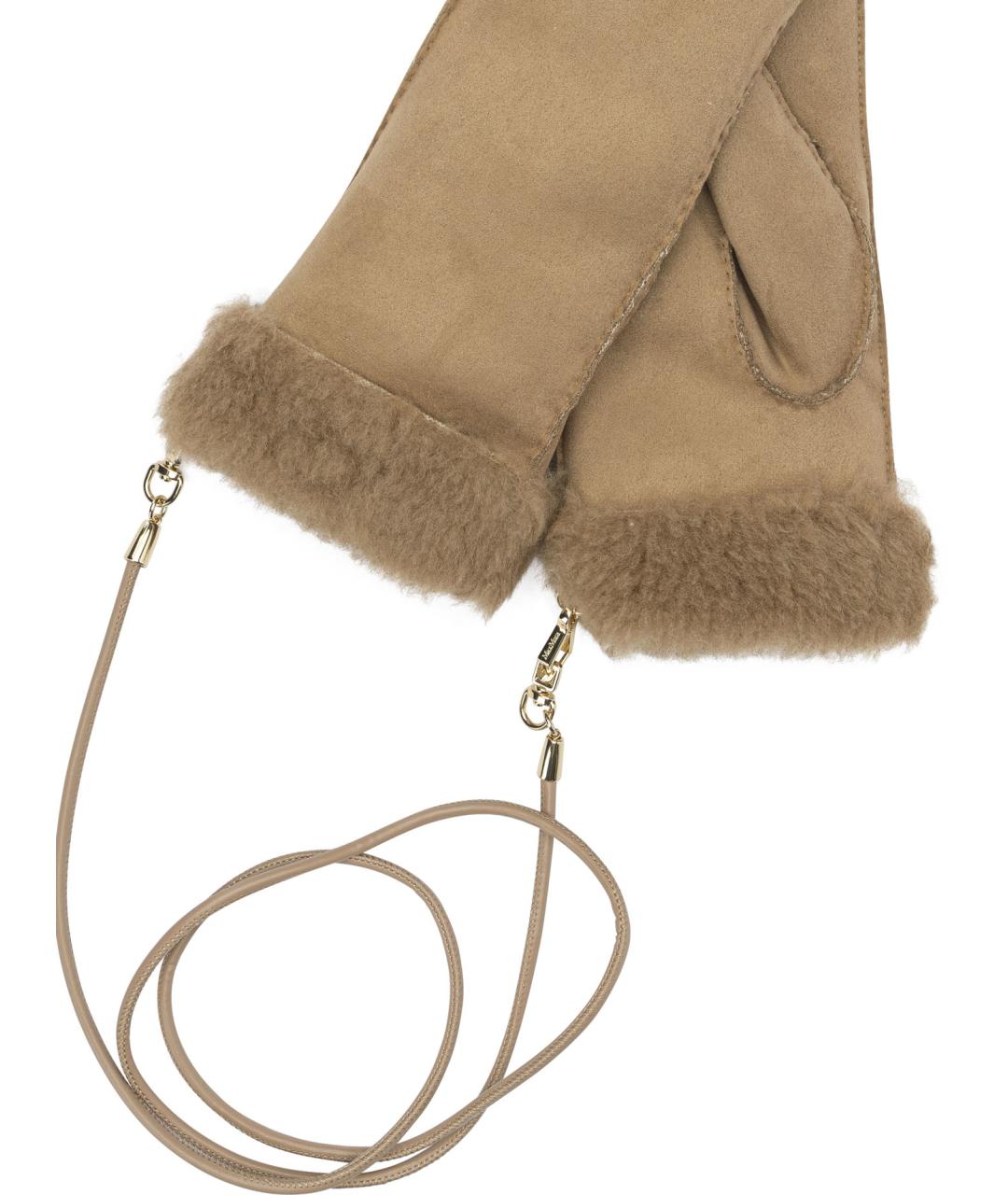MAX MARA Бежевые варежки, фото 2