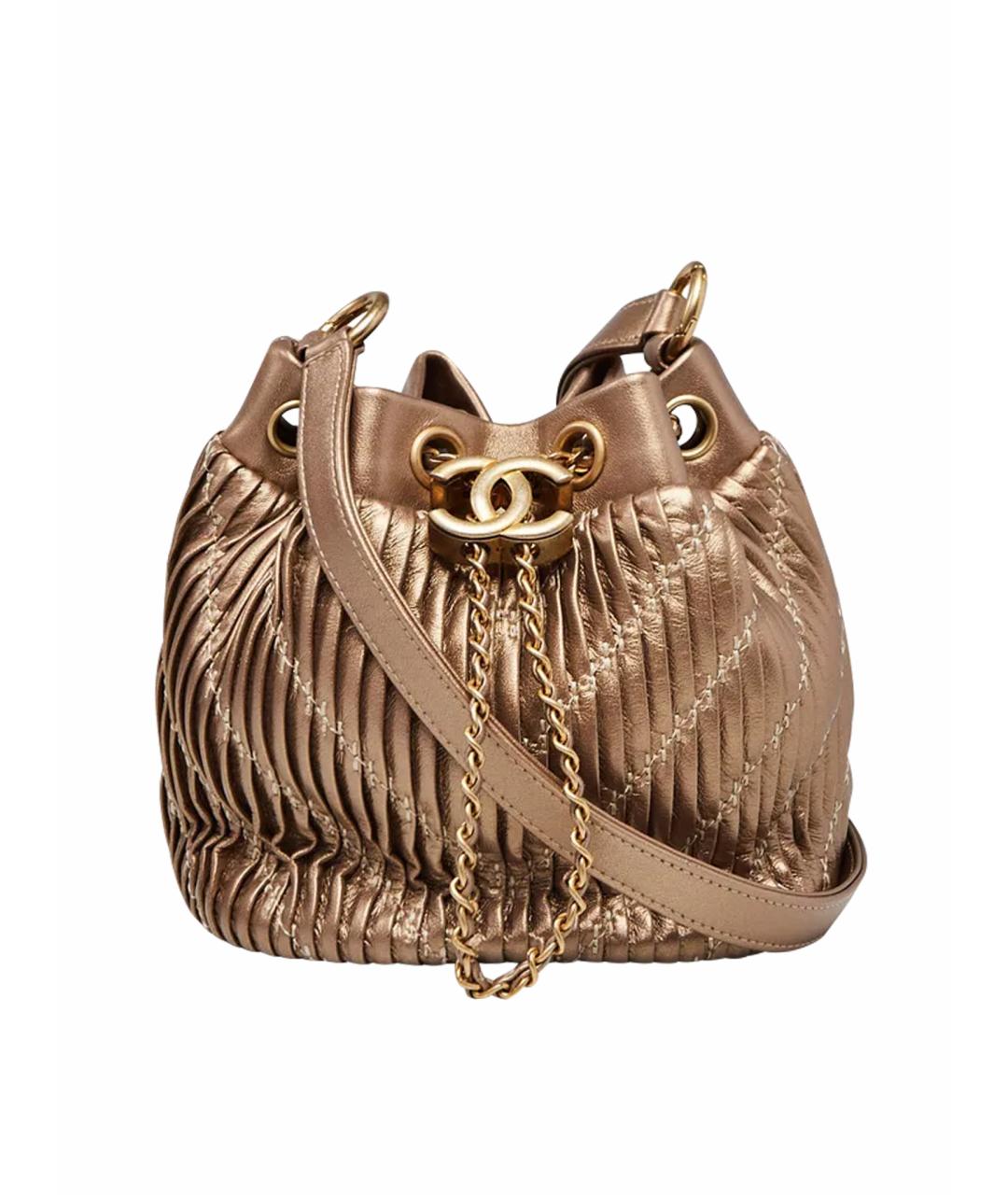 CHANEL Золотая кожаная сумка тоут, фото 1