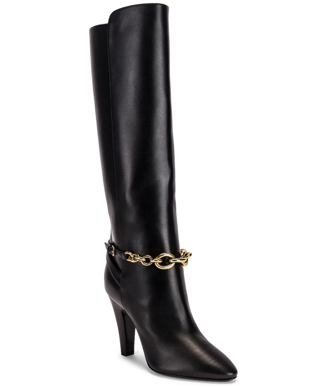 SAINT LAURENT Черные кожаные сапоги, фото 2