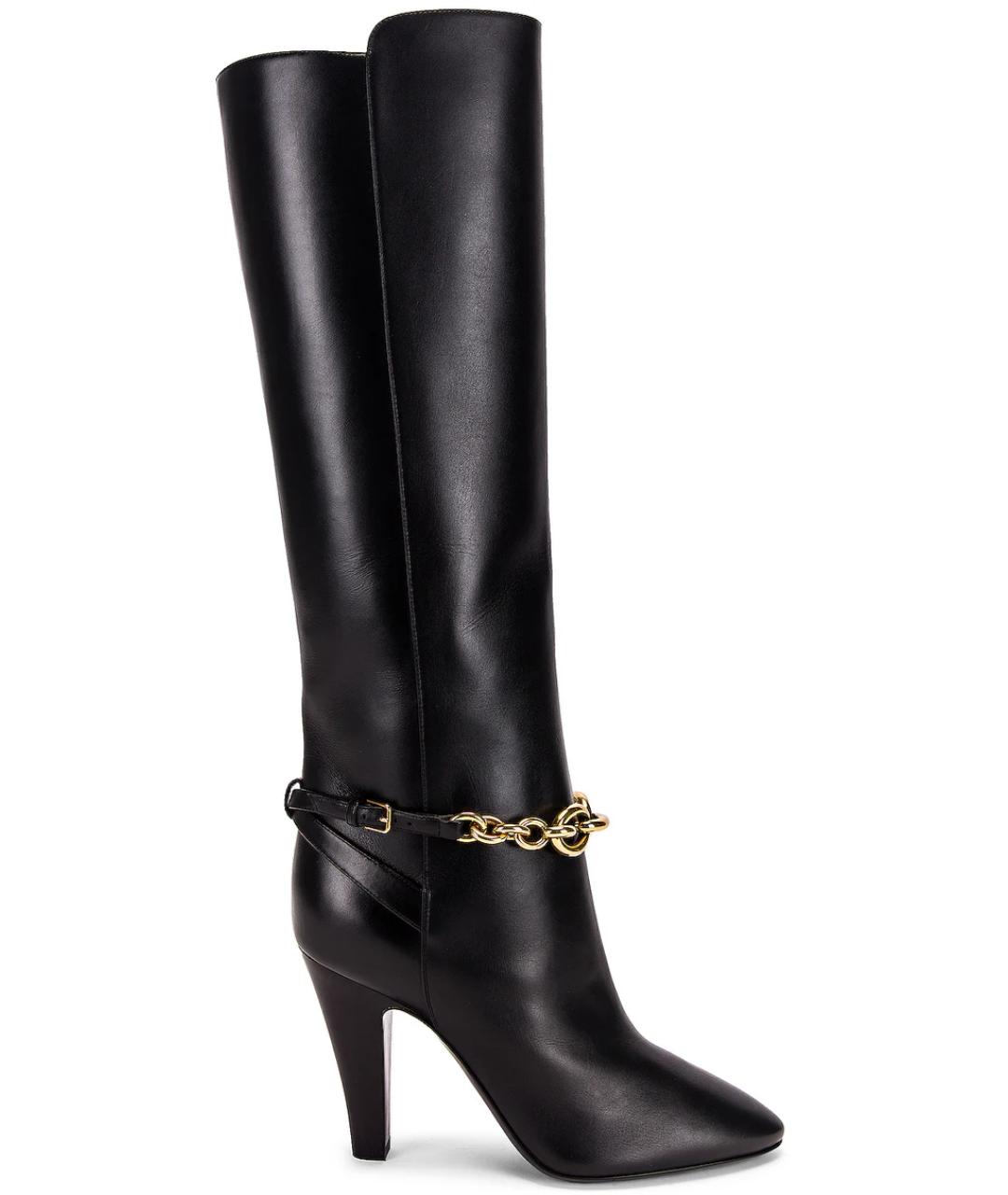 SAINT LAURENT Черные кожаные сапоги, фото 1