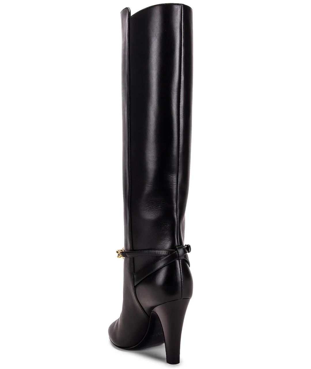 SAINT LAURENT Черные кожаные сапоги, фото 3