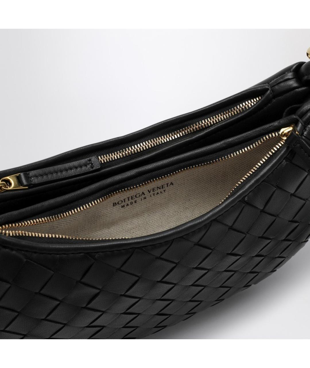 BOTTEGA VENETA Черная кожаная сумка через плечо, фото 5