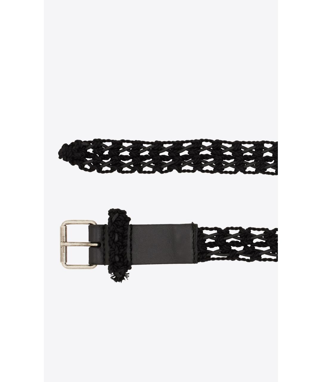 SAINT LAURENT Черный пелетеный ремень, фото 2
