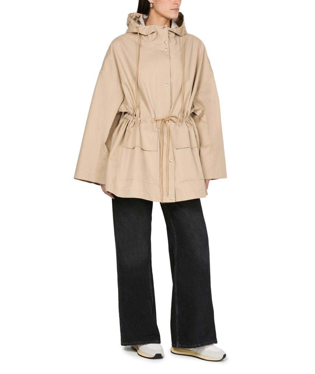 MONCLER Бежевая хлопко-эластановая парка, фото 2