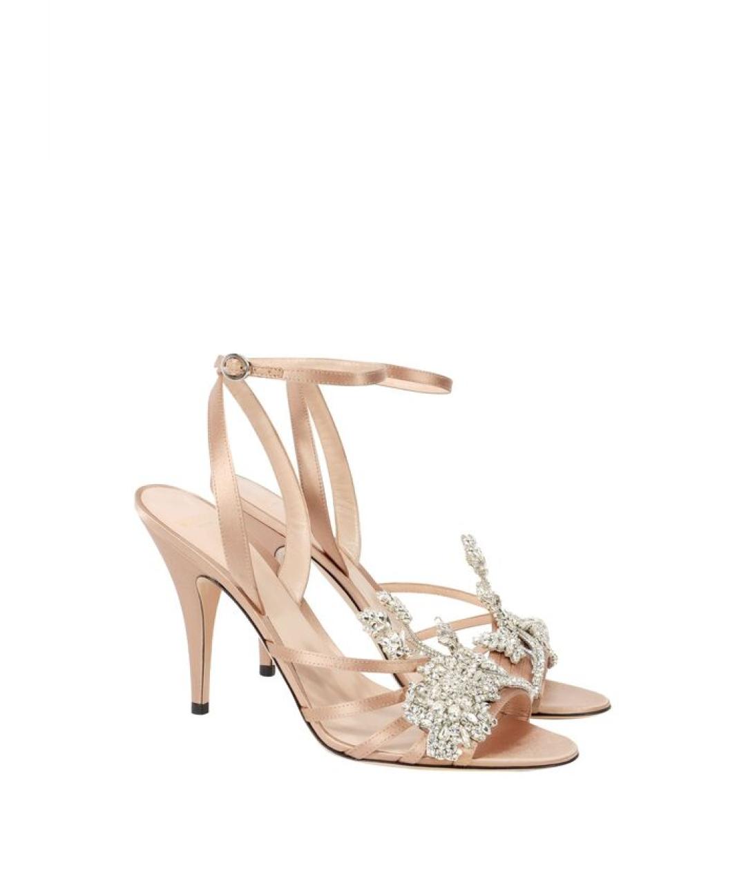 VALENTINO Золотые кожаные босоножки, фото 2