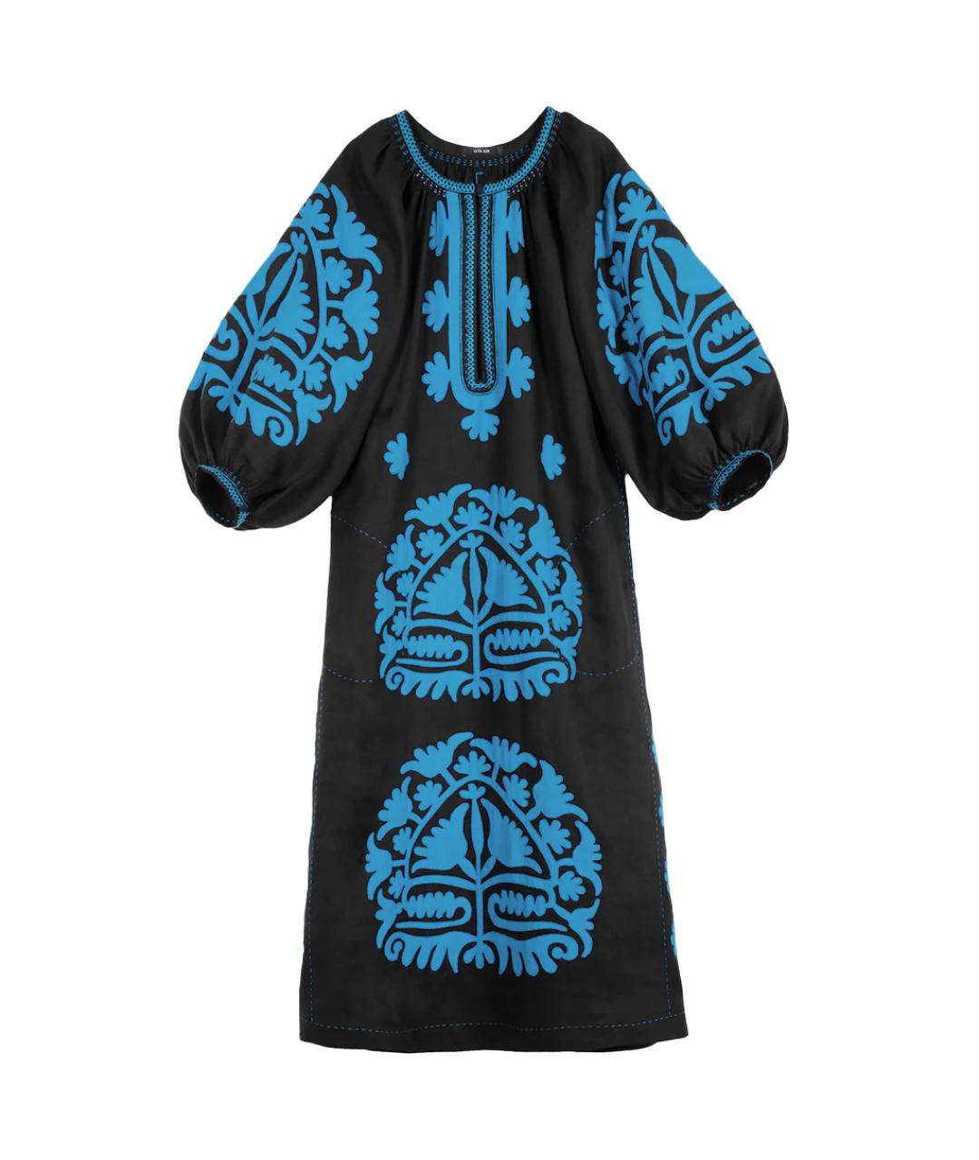 VITA KIN Бирюзовое льняное повседневное платье, фото 1